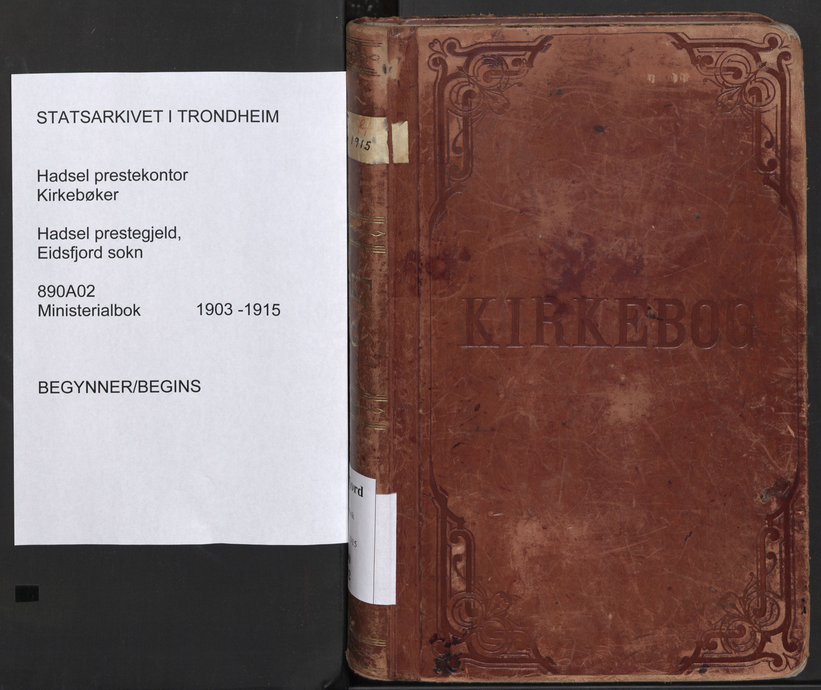 Ministerialprotokoller, klokkerbøker og fødselsregistre - Nordland, SAT/A-1459/890/L1287: Parish register (official) no. 890A02, 1903-1915