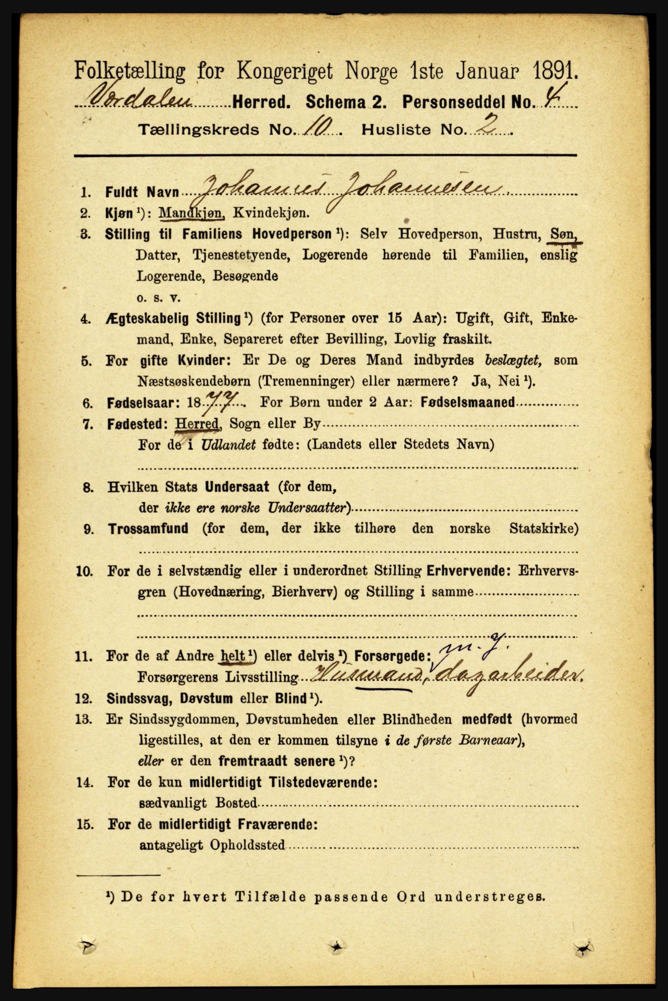 RA, 1891 census for 1721 Verdal, 1891, p. 5597