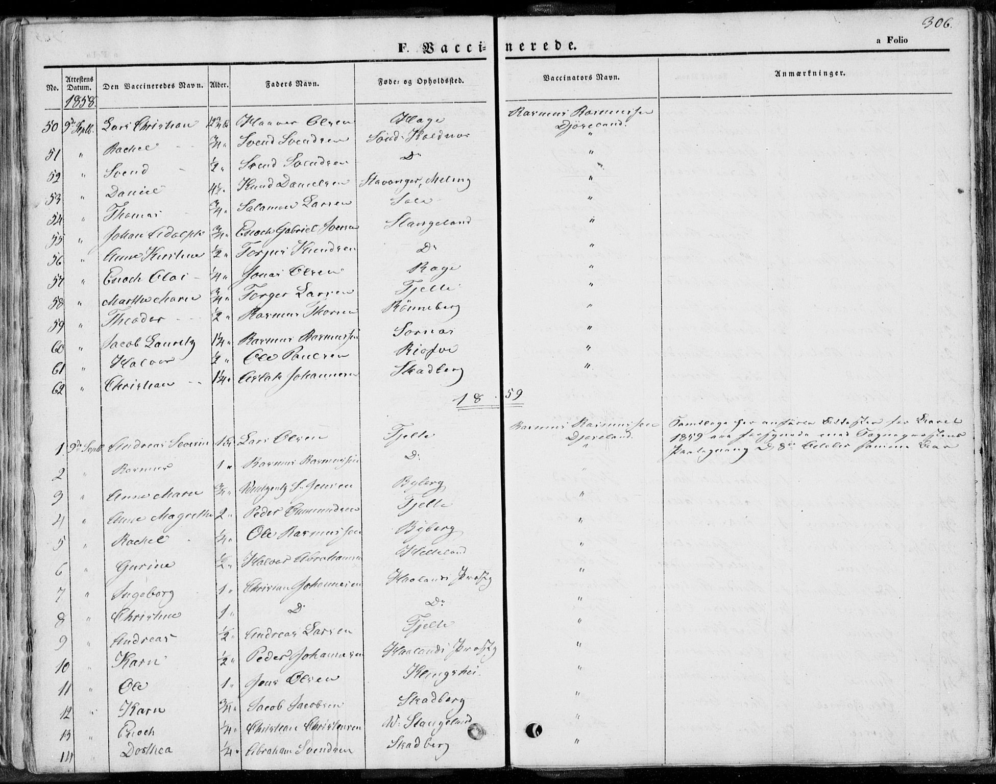 Håland sokneprestkontor, AV/SAST-A-101802/001/30BA/L0008: Parish register (official) no. A 7.2, 1854-1870, p. 306