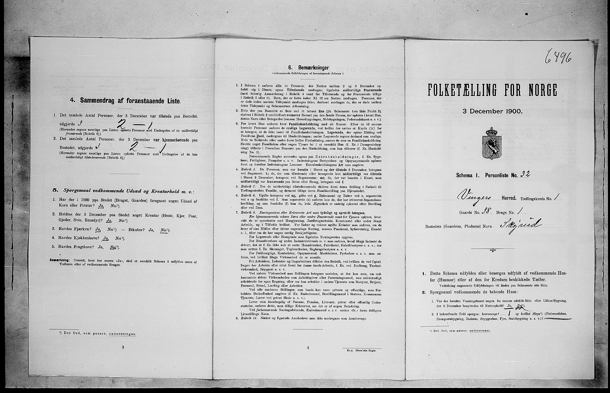 SAH, 1900 census for Vinger, 1900, p. 202