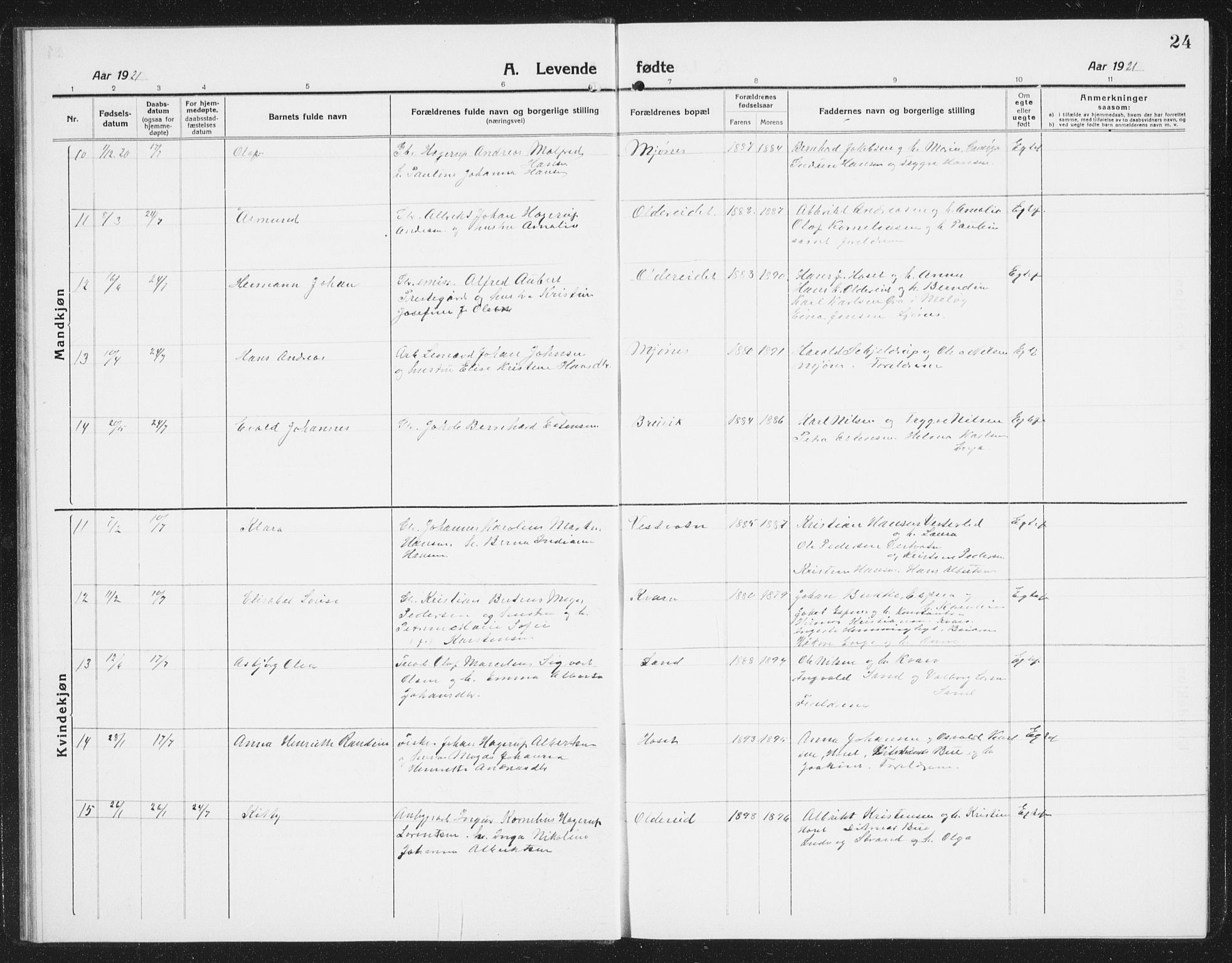 Ministerialprotokoller, klokkerbøker og fødselsregistre - Nordland, AV/SAT-A-1459/852/L0757: Parish register (copy) no. 852C08, 1916-1934, p. 24