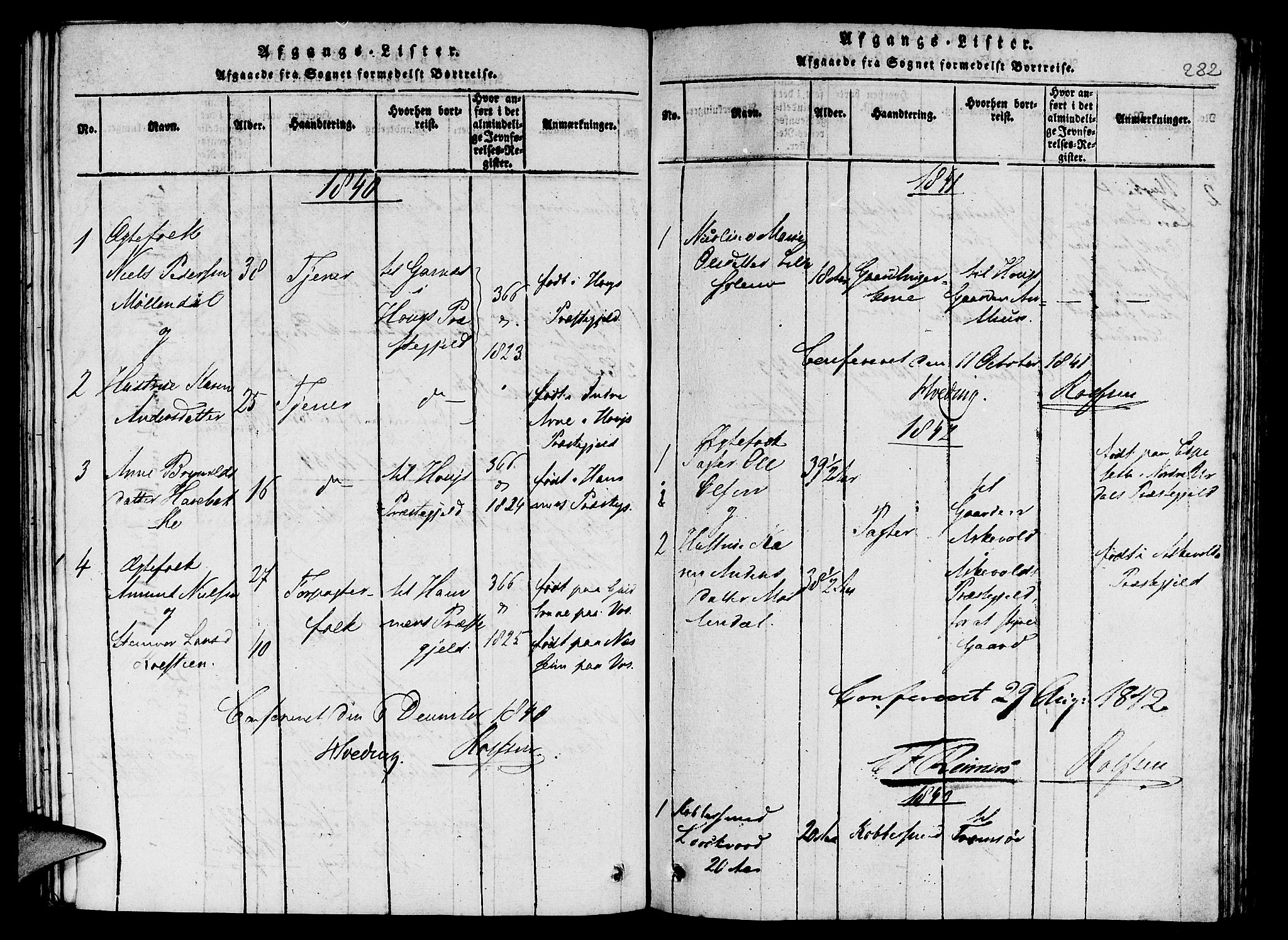 St. Jørgens hospital og Årstad sokneprestembete, SAB/A-99934: Parish register (copy) no. A 1, 1816-1843, p. 282