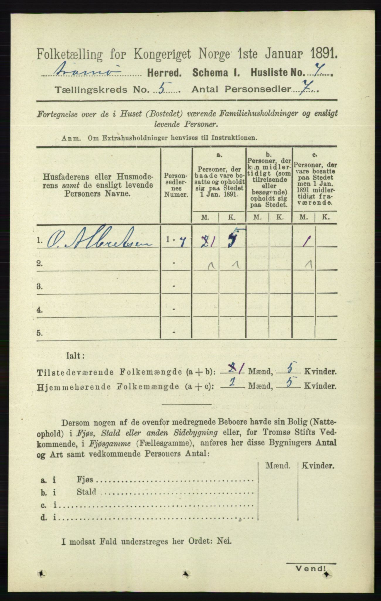 RA, 1891 census for 0921 Tromøy, 1891, p. 2077