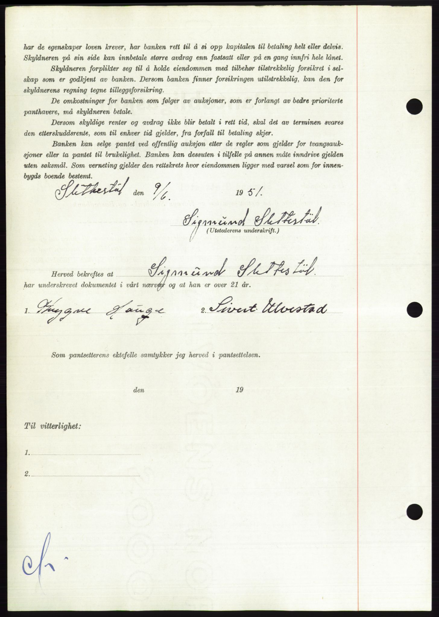 Søre Sunnmøre sorenskriveri, AV/SAT-A-4122/1/2/2C/L0120: Mortgage book no. 8B, 1951-1951, Diary no: : 1108/1951