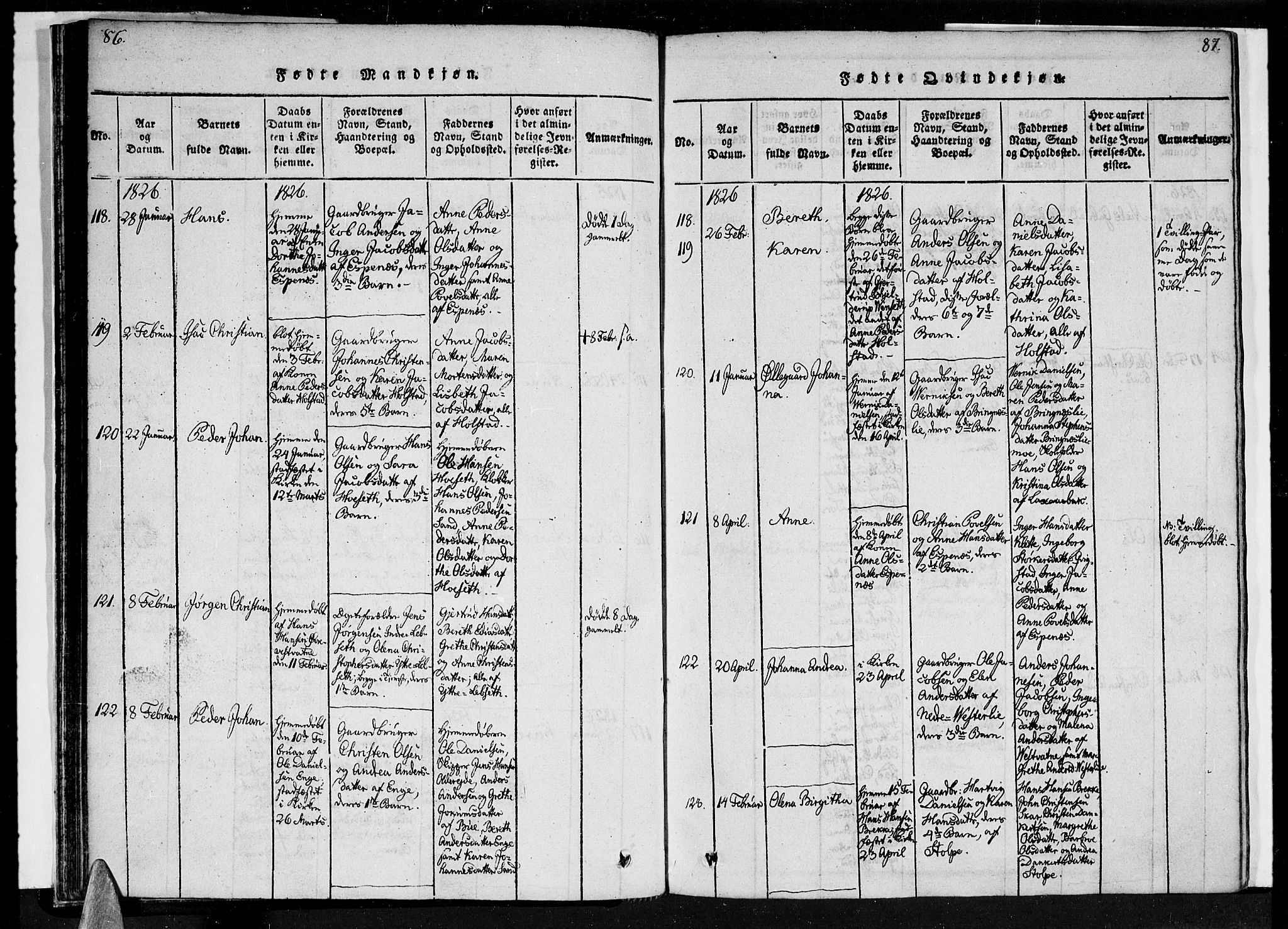 Ministerialprotokoller, klokkerbøker og fødselsregistre - Nordland, SAT/A-1459/852/L0736: Parish register (official) no. 852A06, 1820-1833, p. 86-87