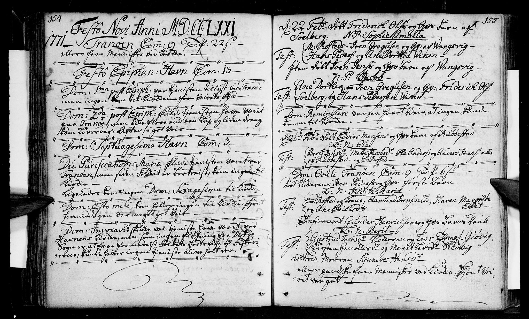 Tranøy sokneprestkontor, SATØ/S-1313/I/Ia/Iaa/L0001kirke: Parish register (official) no. 1, 1757-1773, p. 154-155