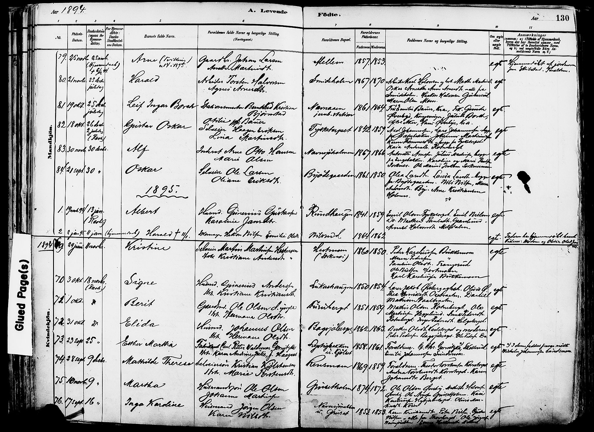 Grue prestekontor, SAH/PREST-036/H/Ha/Haa/L0012: Parish register (official) no. 12, 1881-1897, p. 130