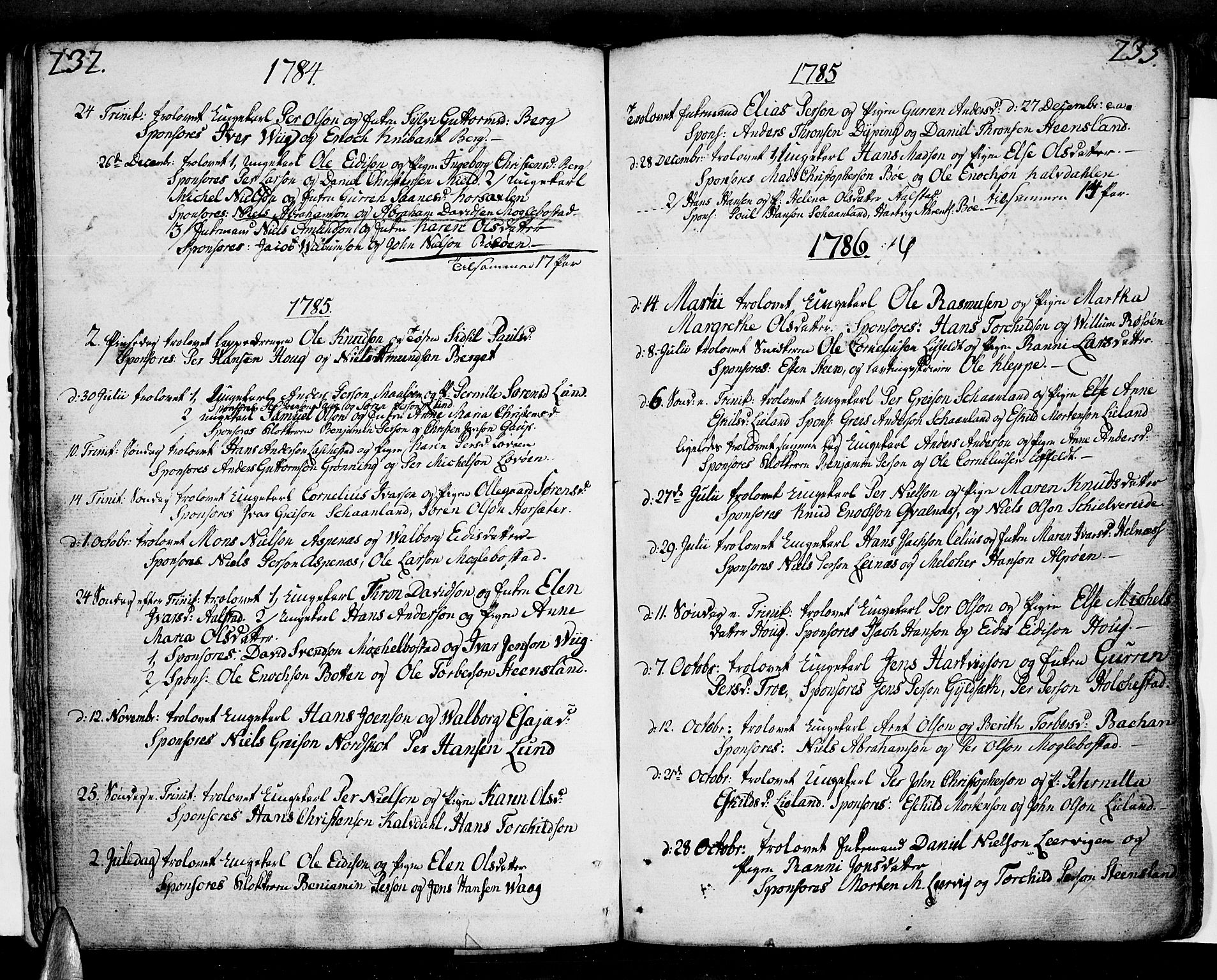 Ministerialprotokoller, klokkerbøker og fødselsregistre - Nordland, SAT/A-1459/855/L0796: Parish register (official) no. 855A04, 1776-1813, p. 232-233