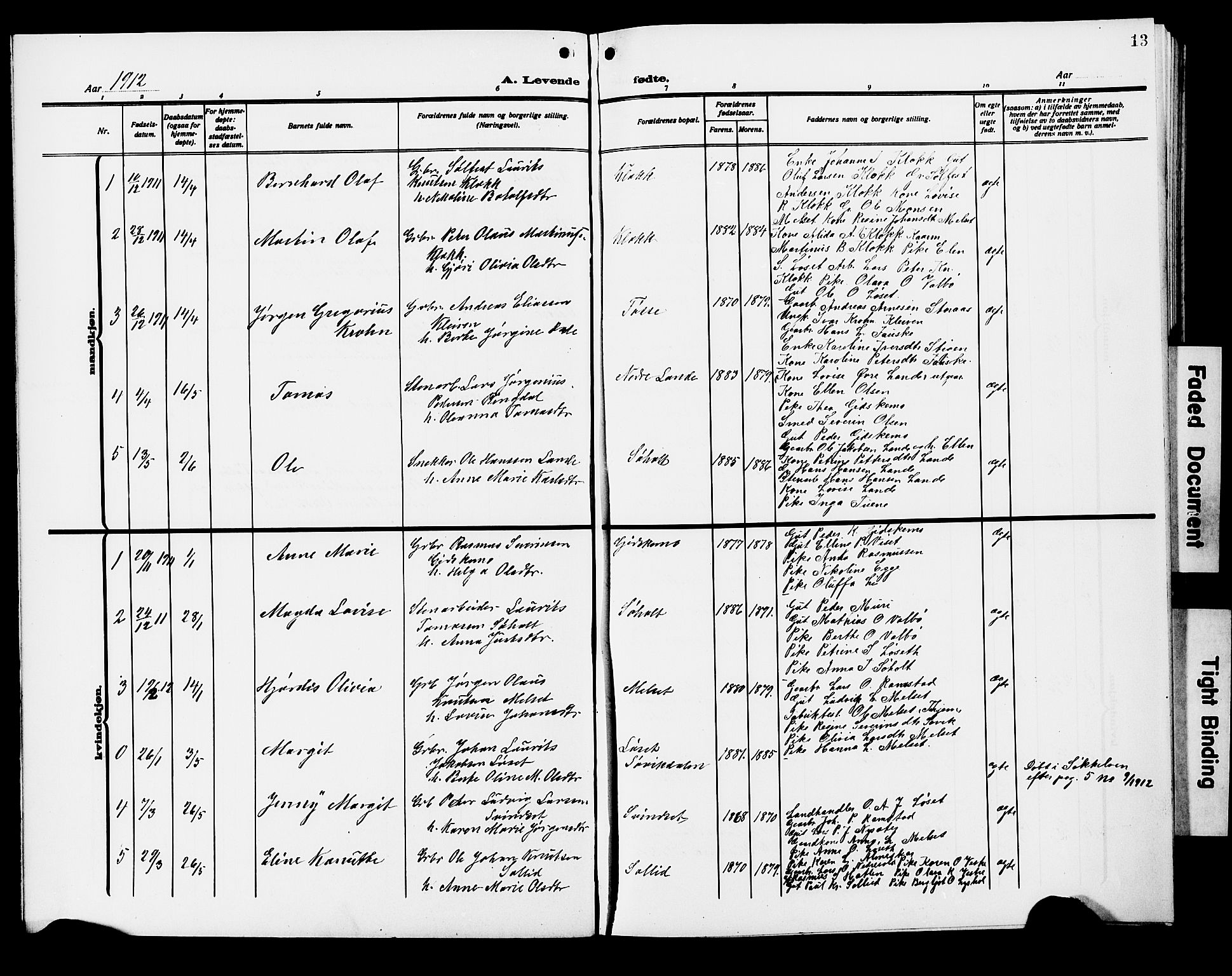 Ministerialprotokoller, klokkerbøker og fødselsregistre - Møre og Romsdal, AV/SAT-A-1454/522/L0328: Parish register (copy) no. 522C07, 1909-1925, p. 13