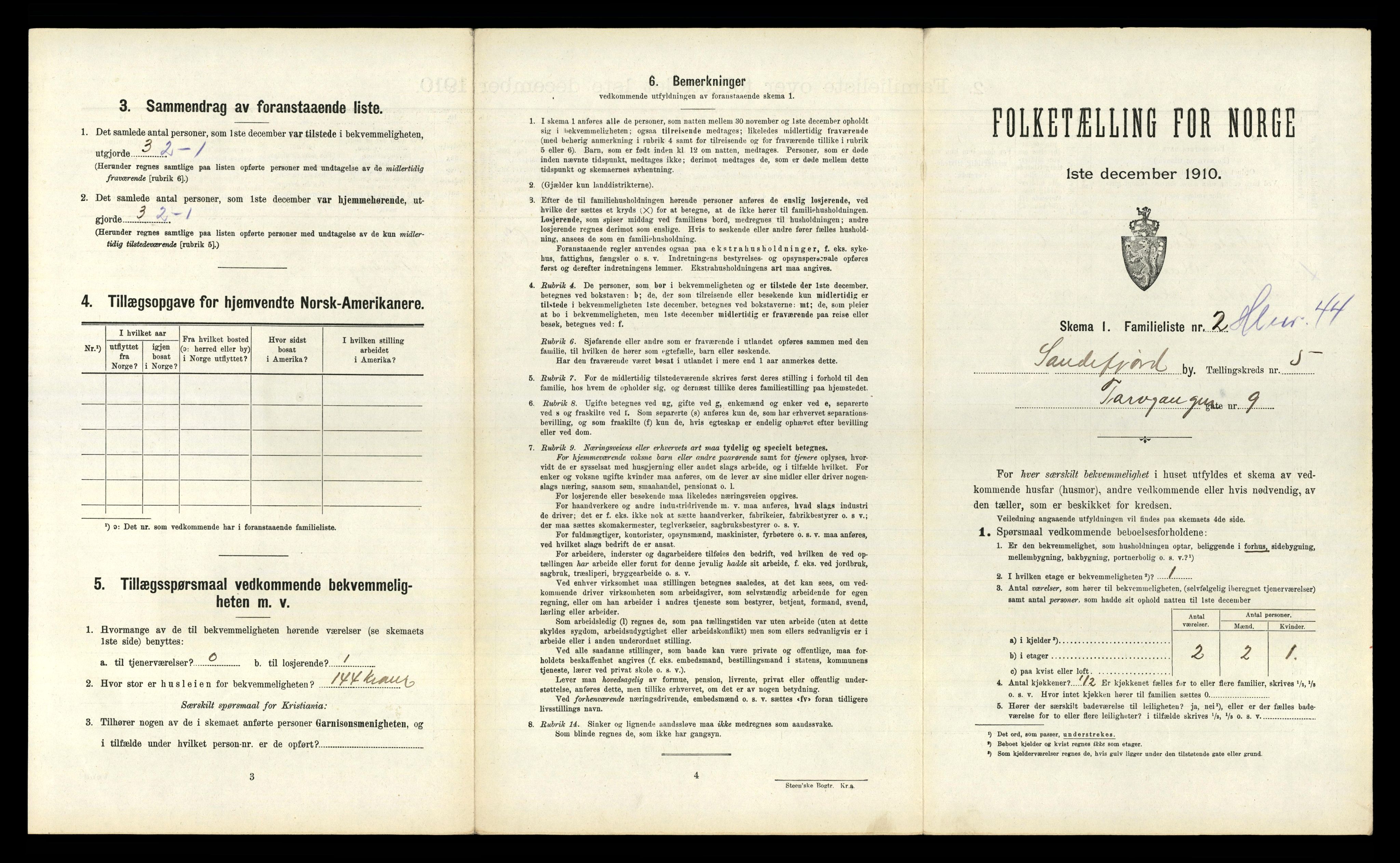 RA, 1910 census for Sandefjord, 1910, p. 1634