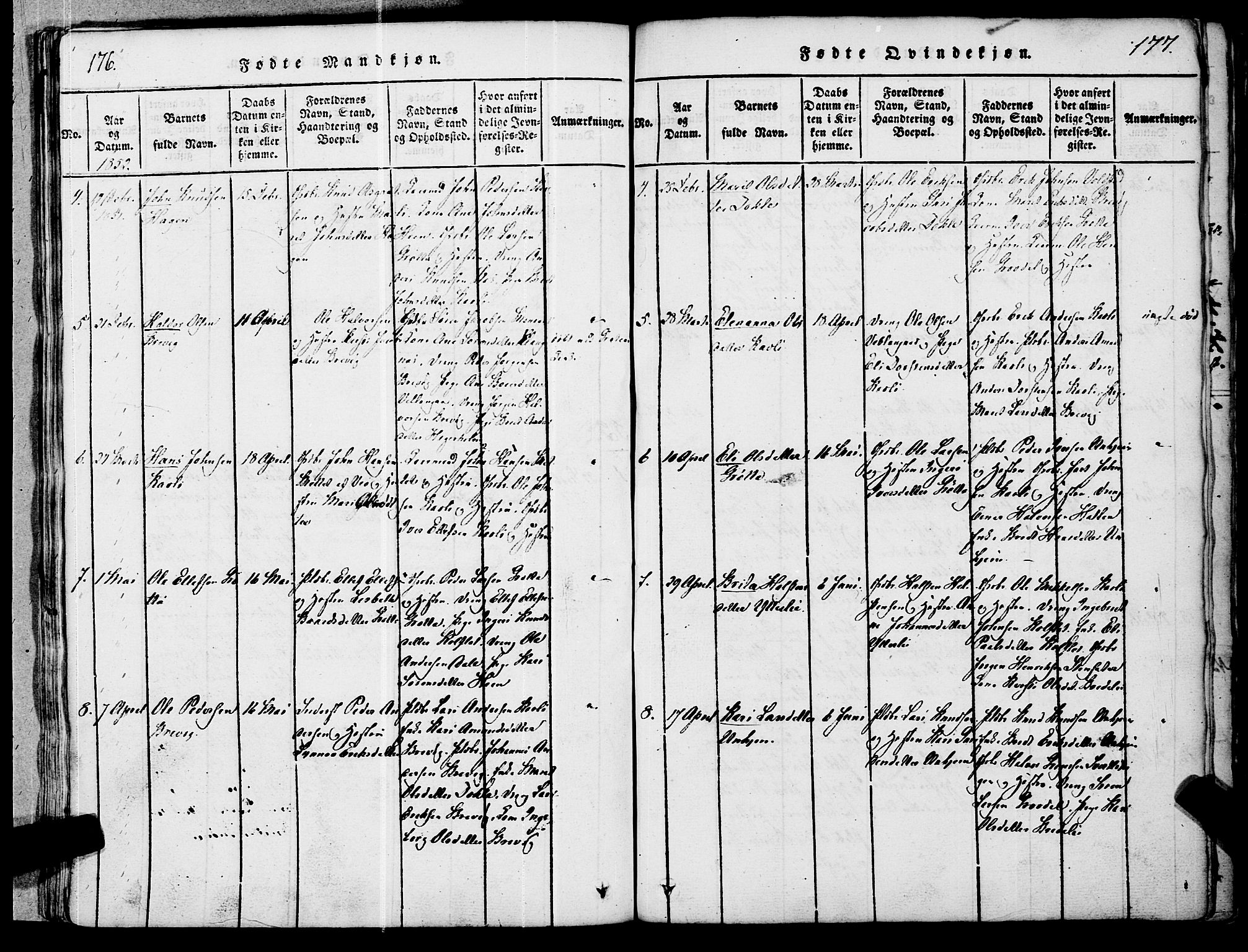 Ministerialprotokoller, klokkerbøker og fødselsregistre - Møre og Romsdal, AV/SAT-A-1454/545/L0585: Parish register (official) no. 545A01, 1818-1853, p. 176-177