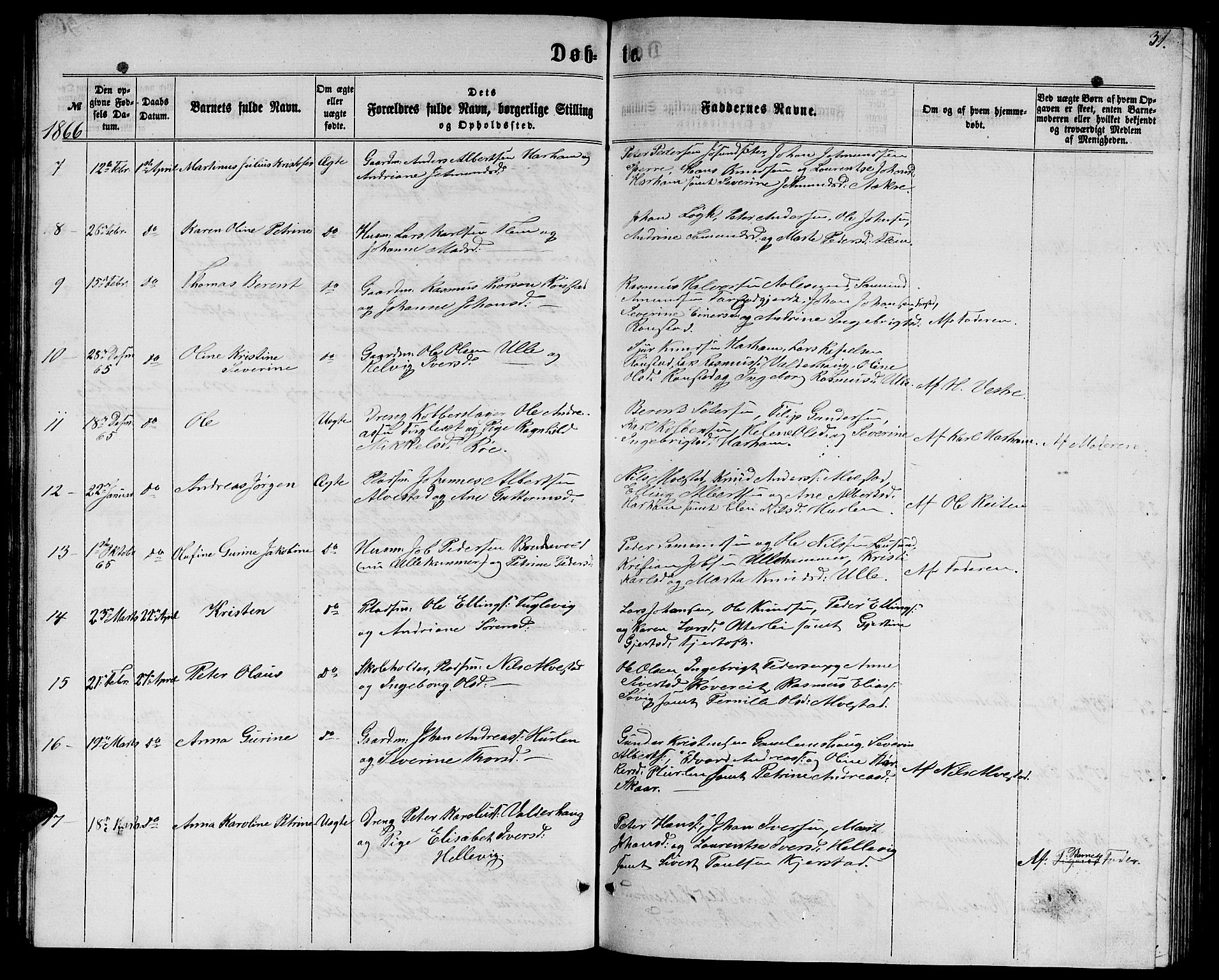 Ministerialprotokoller, klokkerbøker og fødselsregistre - Møre og Romsdal, AV/SAT-A-1454/536/L0508: Parish register (copy) no. 536C03, 1860-1870, p. 31