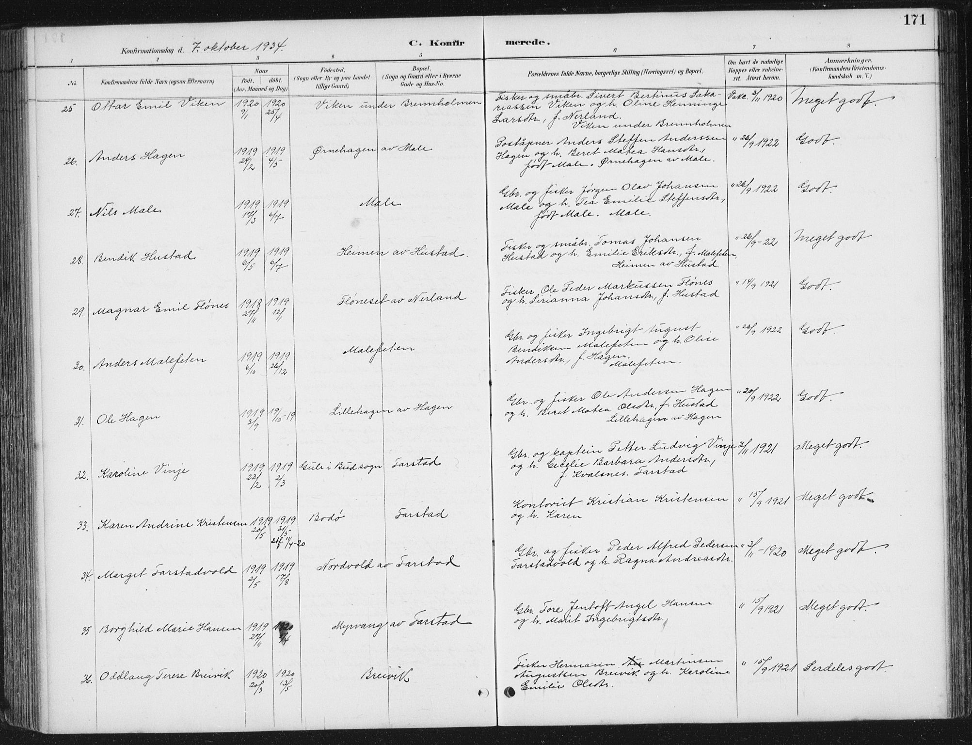 Ministerialprotokoller, klokkerbøker og fødselsregistre - Møre og Romsdal, AV/SAT-A-1454/567/L0783: Parish register (copy) no. 567C03, 1887-1903, p. 171