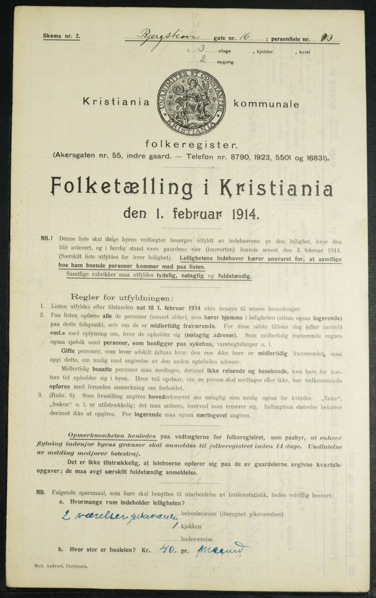 OBA, Municipal Census 1914 for Kristiania, 1914, p. 4554