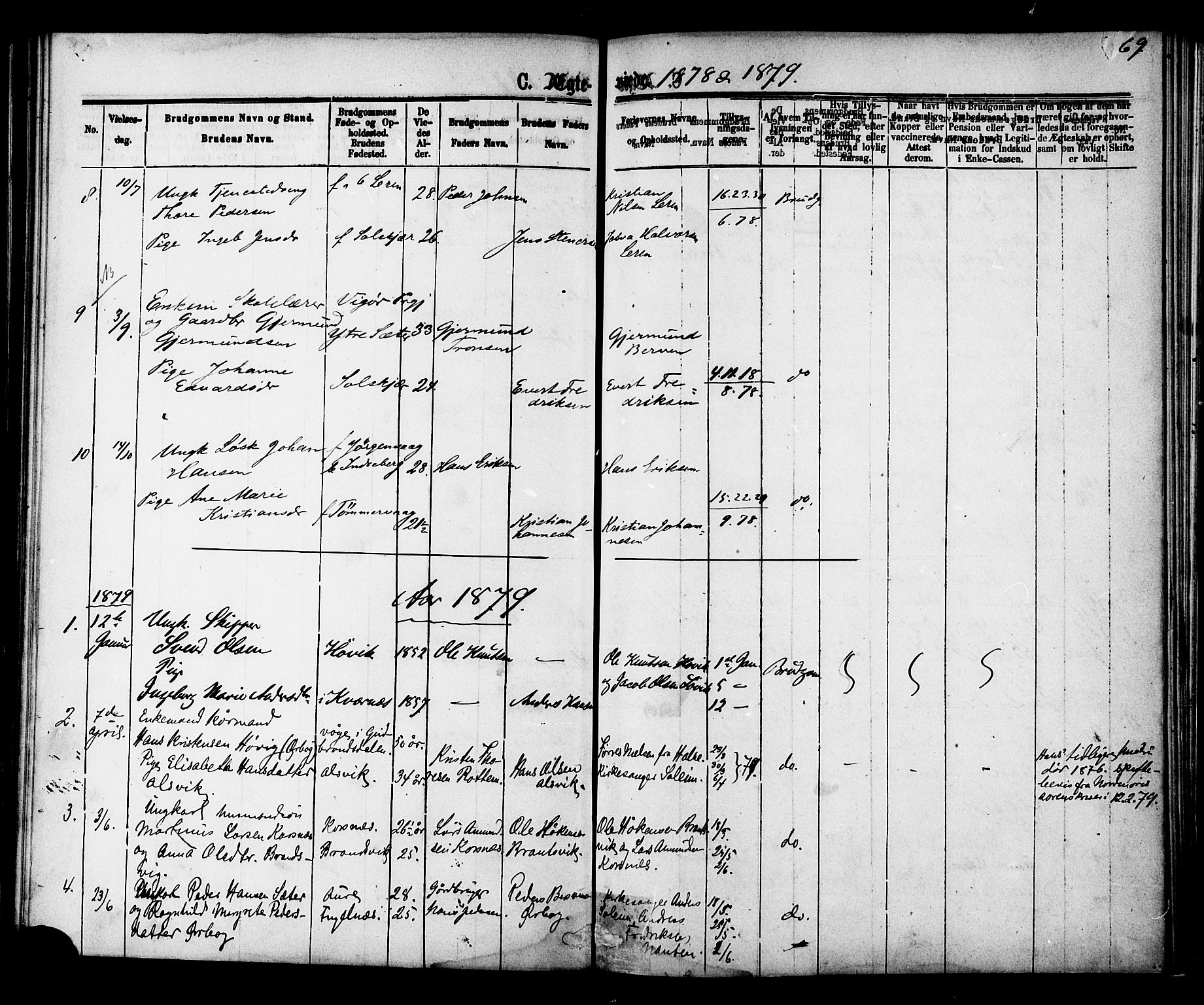 Ministerialprotokoller, klokkerbøker og fødselsregistre - Møre og Romsdal, AV/SAT-A-1454/577/L0895: Parish register (official) no. 577A02, 1875-1879, p. 69