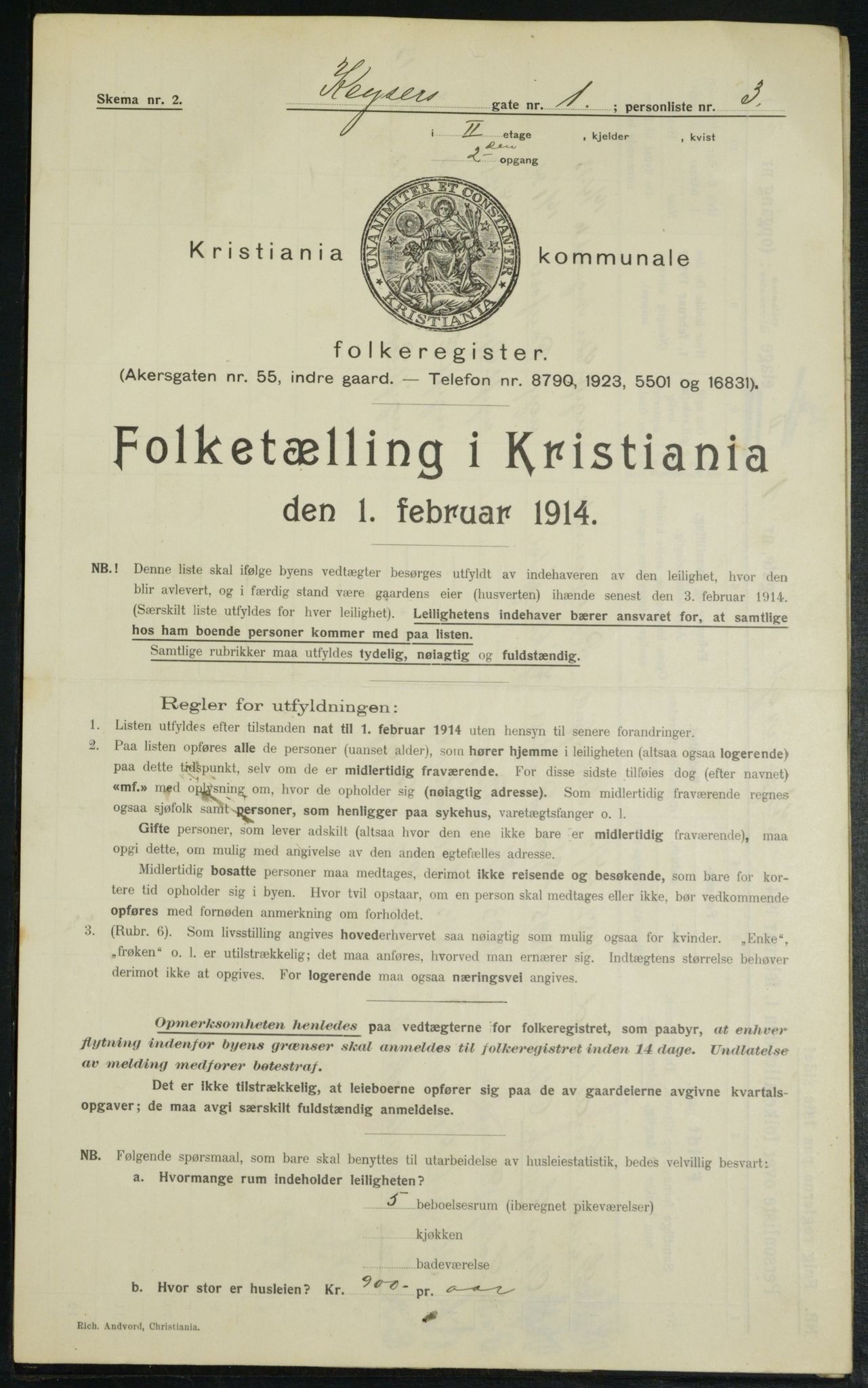 OBA, Municipal Census 1914 for Kristiania, 1914, p. 49183