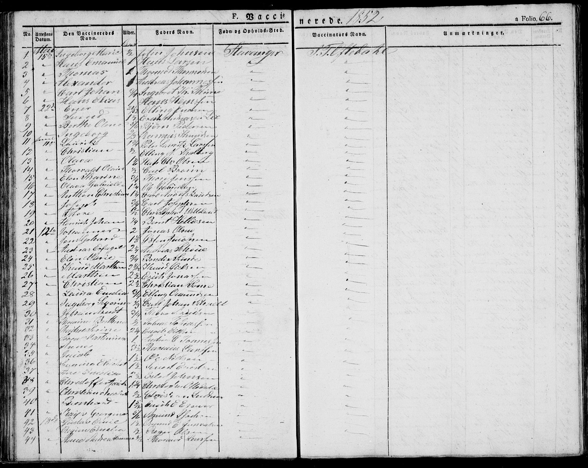 Domkirken sokneprestkontor, SAST/A-101812/001/30/30BA/L0010: Parish register (official) no. A 10, 1821-1859, p. 66