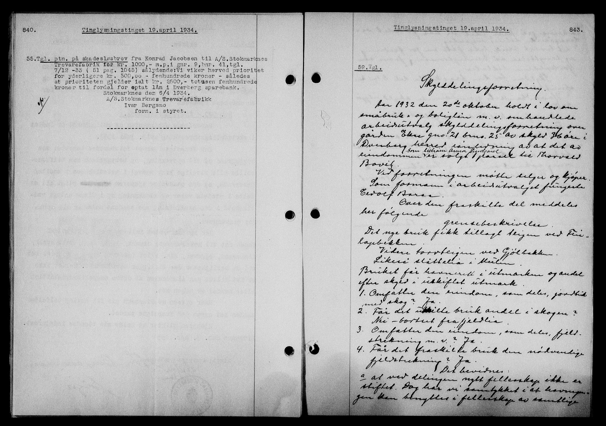 Vesterålen sorenskriveri, AV/SAT-A-4180/1/2/2Ca/L0059: Mortgage book no. 52, 1933-1934, Deed date: 19.04.1934