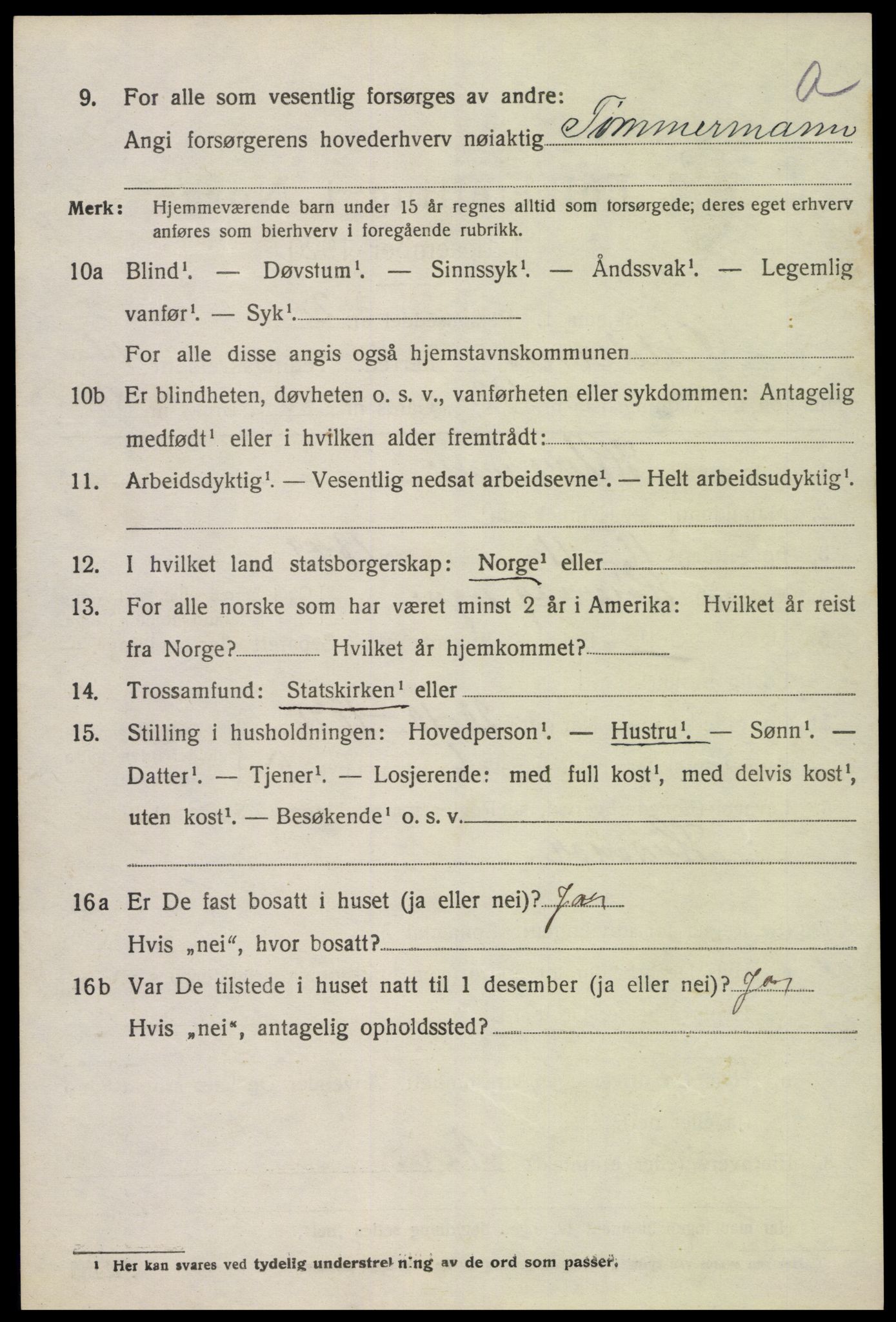 SAK, 1920 census for Oddernes, 1920, p. 9676