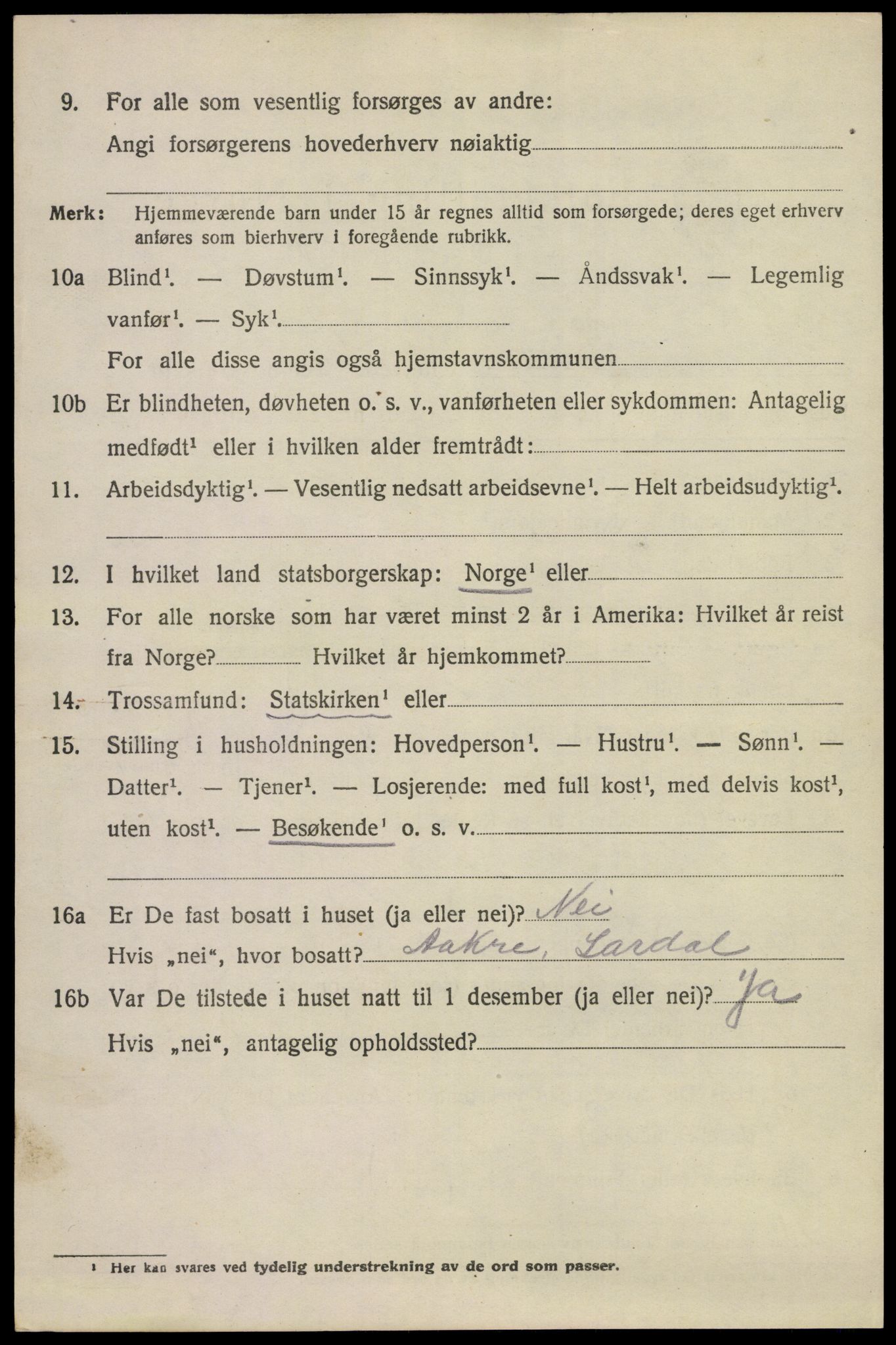 SAKO, 1920 census for Lardal, 1920, p. 4012
