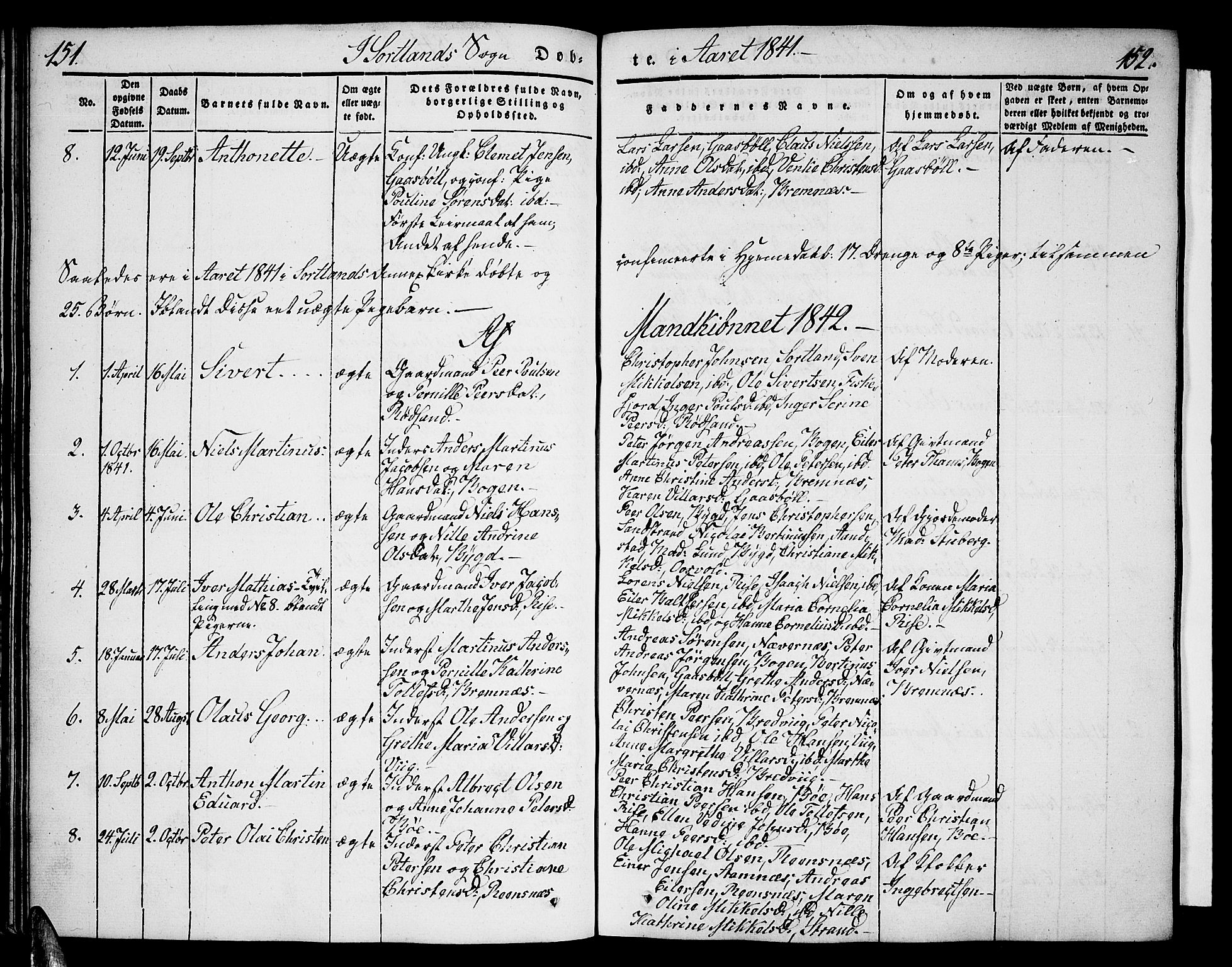 Ministerialprotokoller, klokkerbøker og fødselsregistre - Nordland, AV/SAT-A-1459/888/L1239: Parish register (official) no. 888A06 /2, 1837-1848, p. 151-152