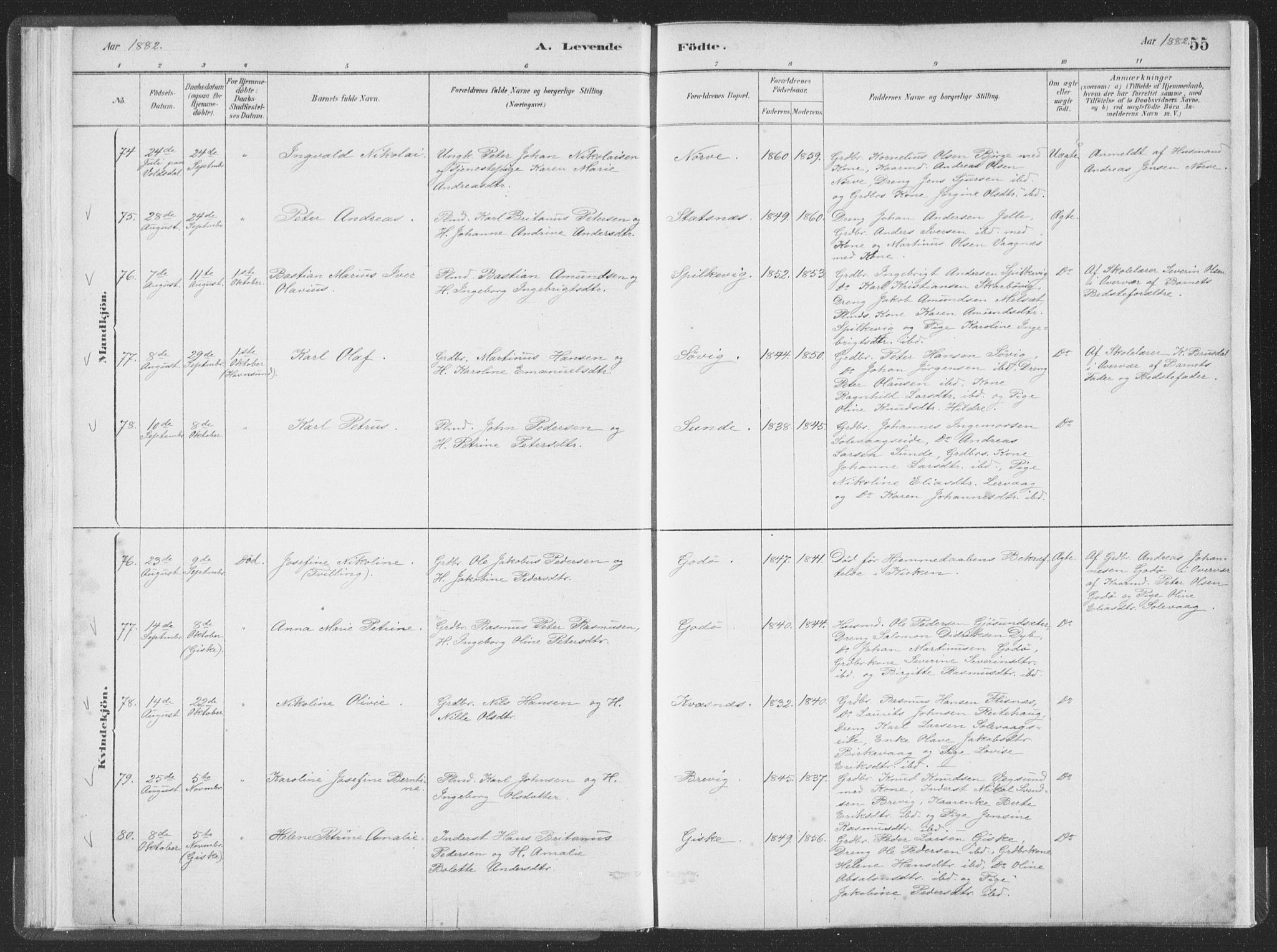 Ministerialprotokoller, klokkerbøker og fødselsregistre - Møre og Romsdal, AV/SAT-A-1454/528/L0401: Parish register (official) no. 528A12I, 1880-1920, p. 55