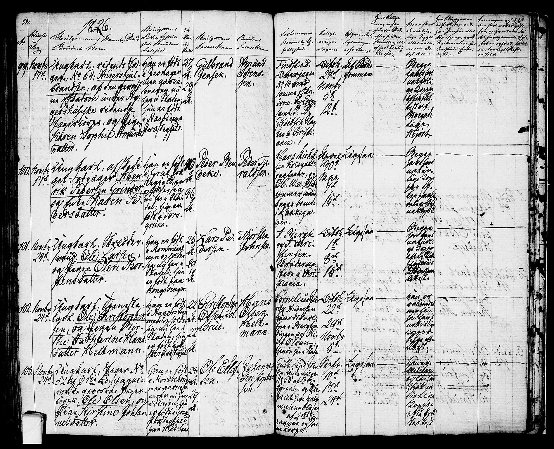 Oslo domkirke Kirkebøker, SAO/A-10752/F/Fa/L0010: Parish register (official) no. 10, 1824-1830, p. 892-893