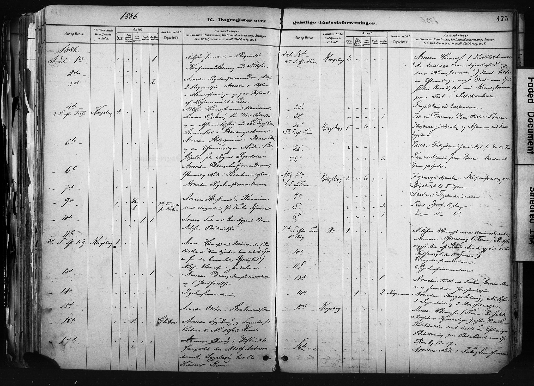 Kongsberg kirkebøker, AV/SAKO-A-22/F/Fb/L0002: Parish register (official) no. II 2, 1886-1896, p. 475