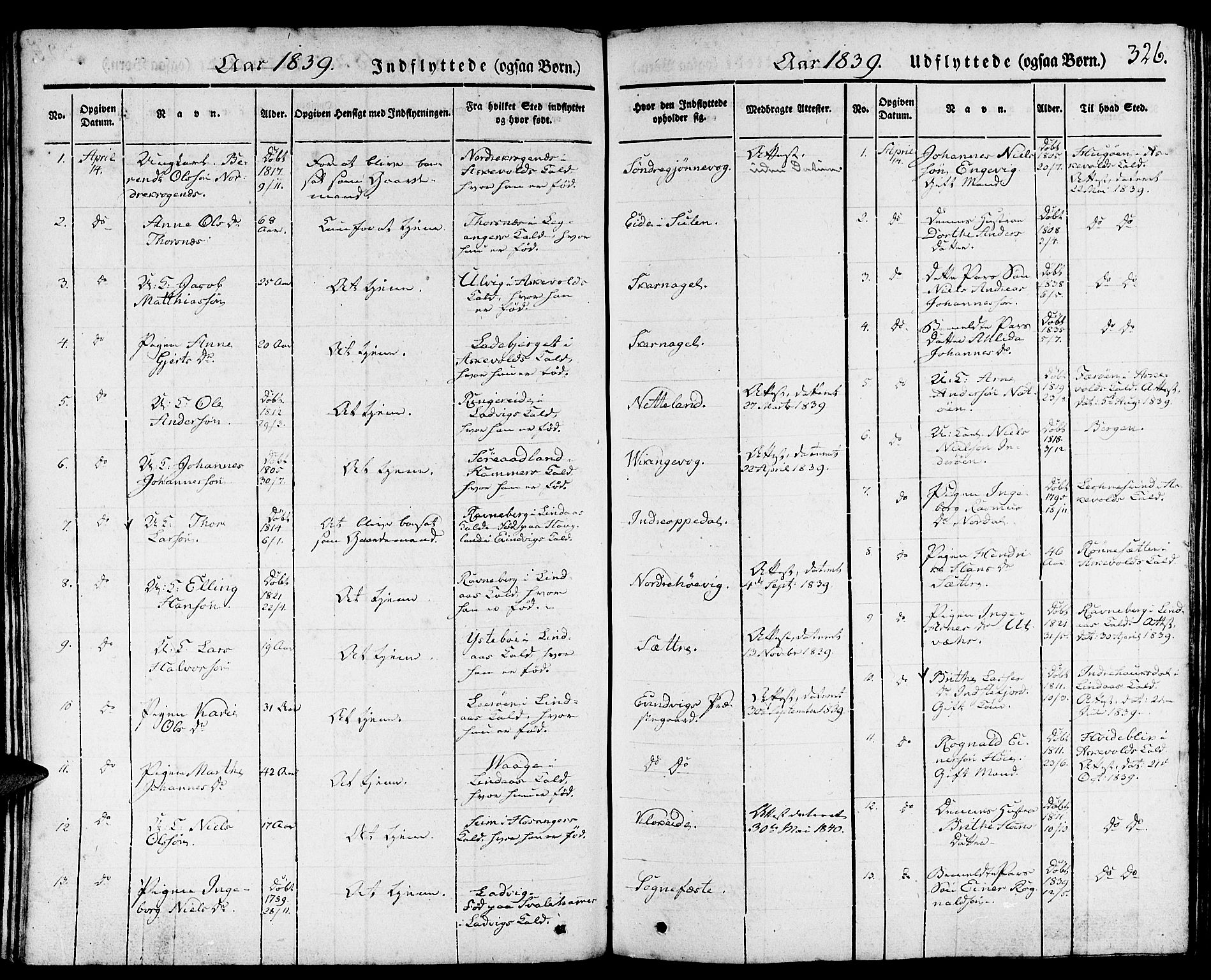 Gulen sokneprestembete, AV/SAB-A-80201/H/Haa/Haaa/L0020: Parish register (official) no. A 20, 1837-1847, p. 326