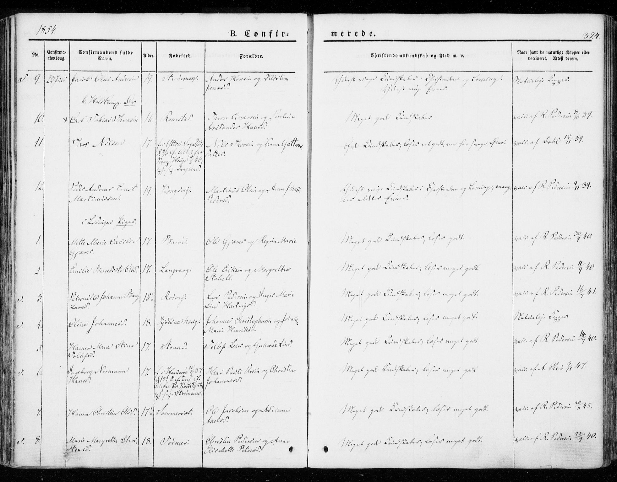 Ministerialprotokoller, klokkerbøker og fødselsregistre - Nordland, AV/SAT-A-1459/872/L1033: Parish register (official) no. 872A08, 1840-1863, p. 324