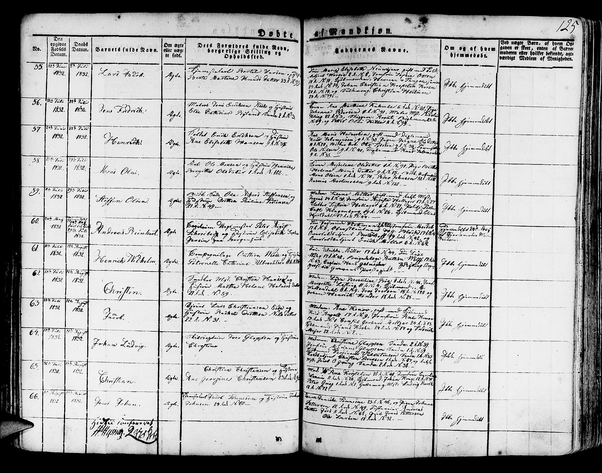 Korskirken sokneprestembete, SAB/A-76101/H/Haa/L0014: Parish register (official) no. A 14, 1823-1835, p. 125