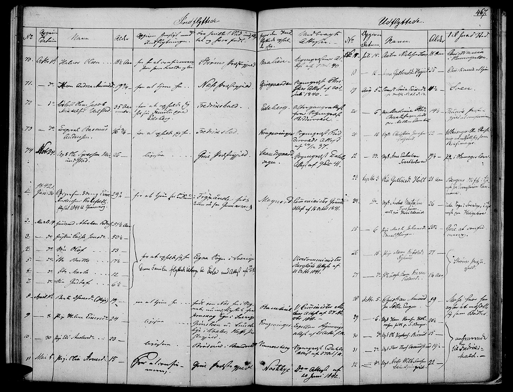 Vinger prestekontor, AV/SAH-PREST-024/H/Ha/Haa/L0008: Parish register (official) no. 8, 1839-1847, p. 467