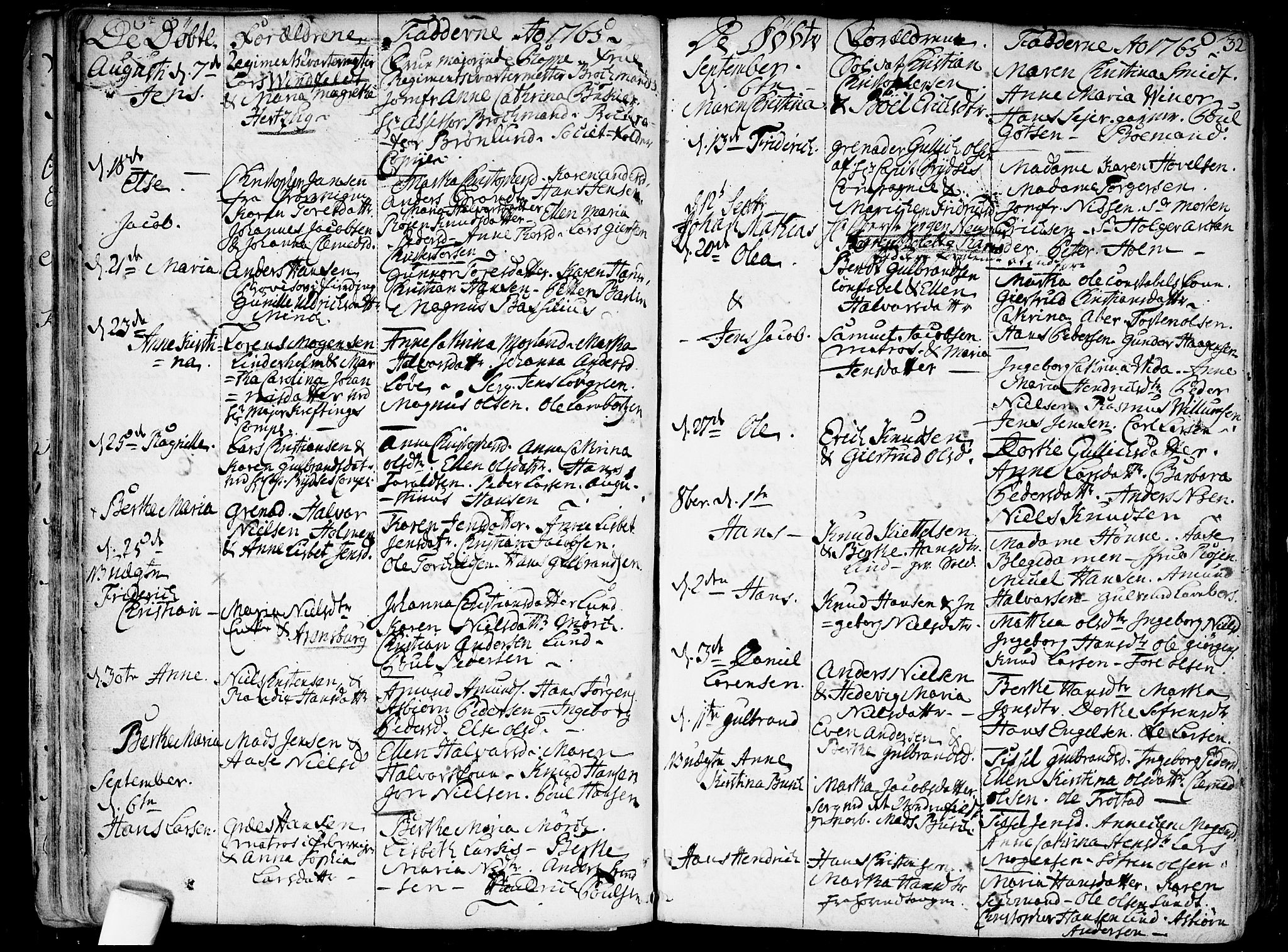 Garnisonsmenigheten Kirkebøker, SAO/A-10846/F/Fa/L0002: Parish register (official) no. 2, 1757-1776, p. 32