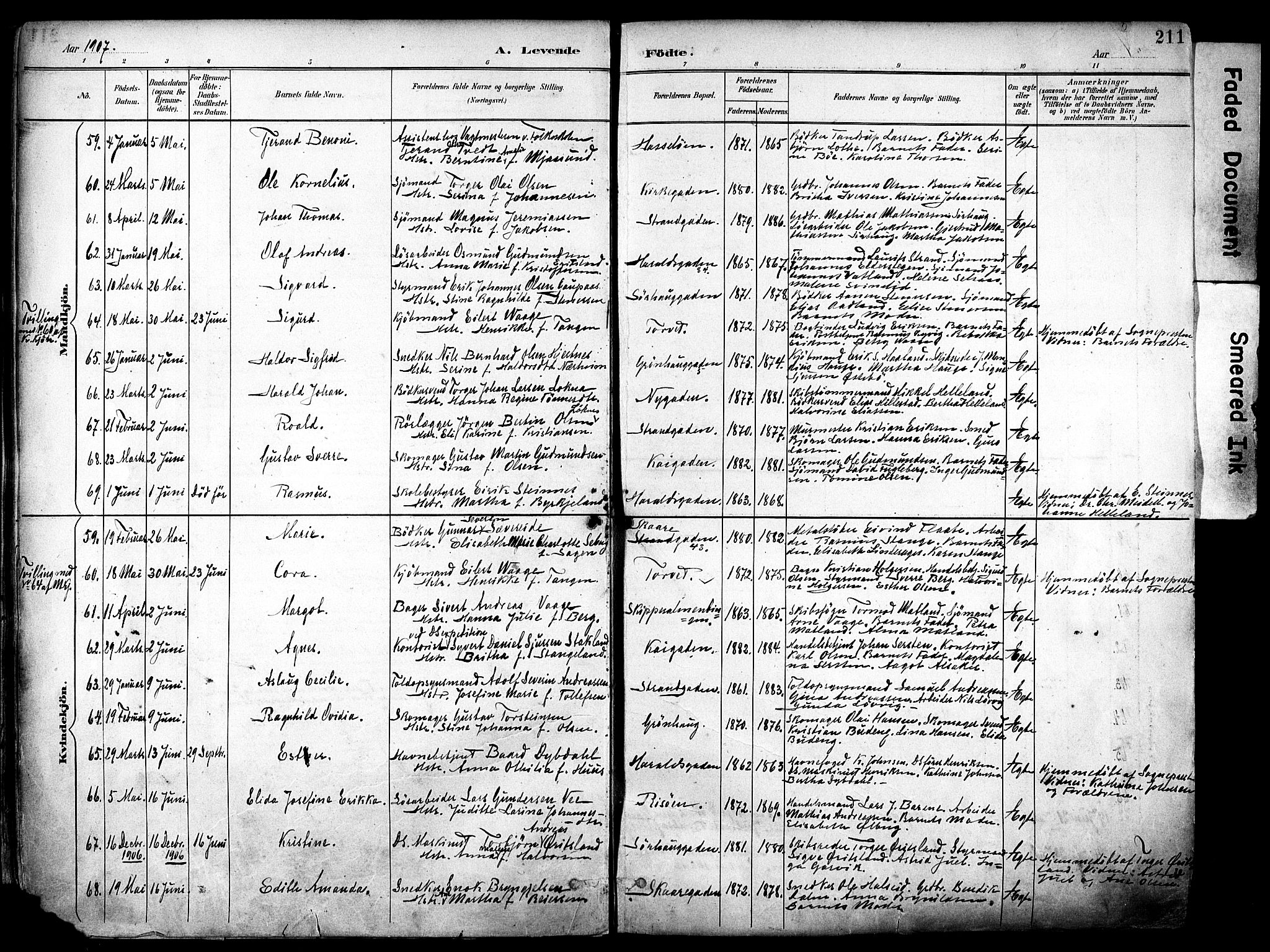 Haugesund sokneprestkontor, AV/SAST-A -101863/H/Ha/Haa/L0006: Parish register (official) no. A 6, 1891-1907, p. 211