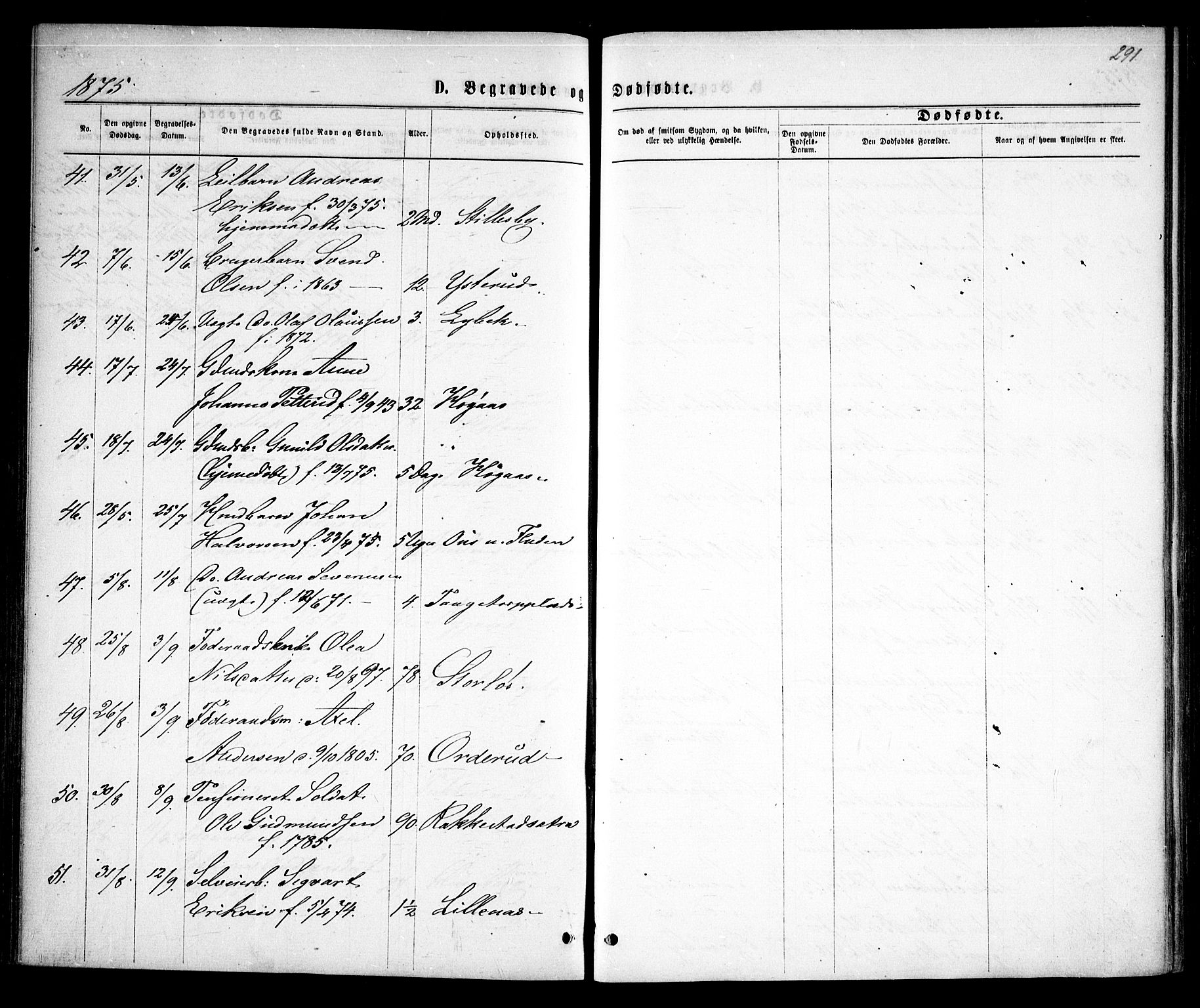 Rødenes prestekontor Kirkebøker, AV/SAO-A-2005/F/Fa/L0008: Parish register (official) no. I 8, 1869-1879, p. 291