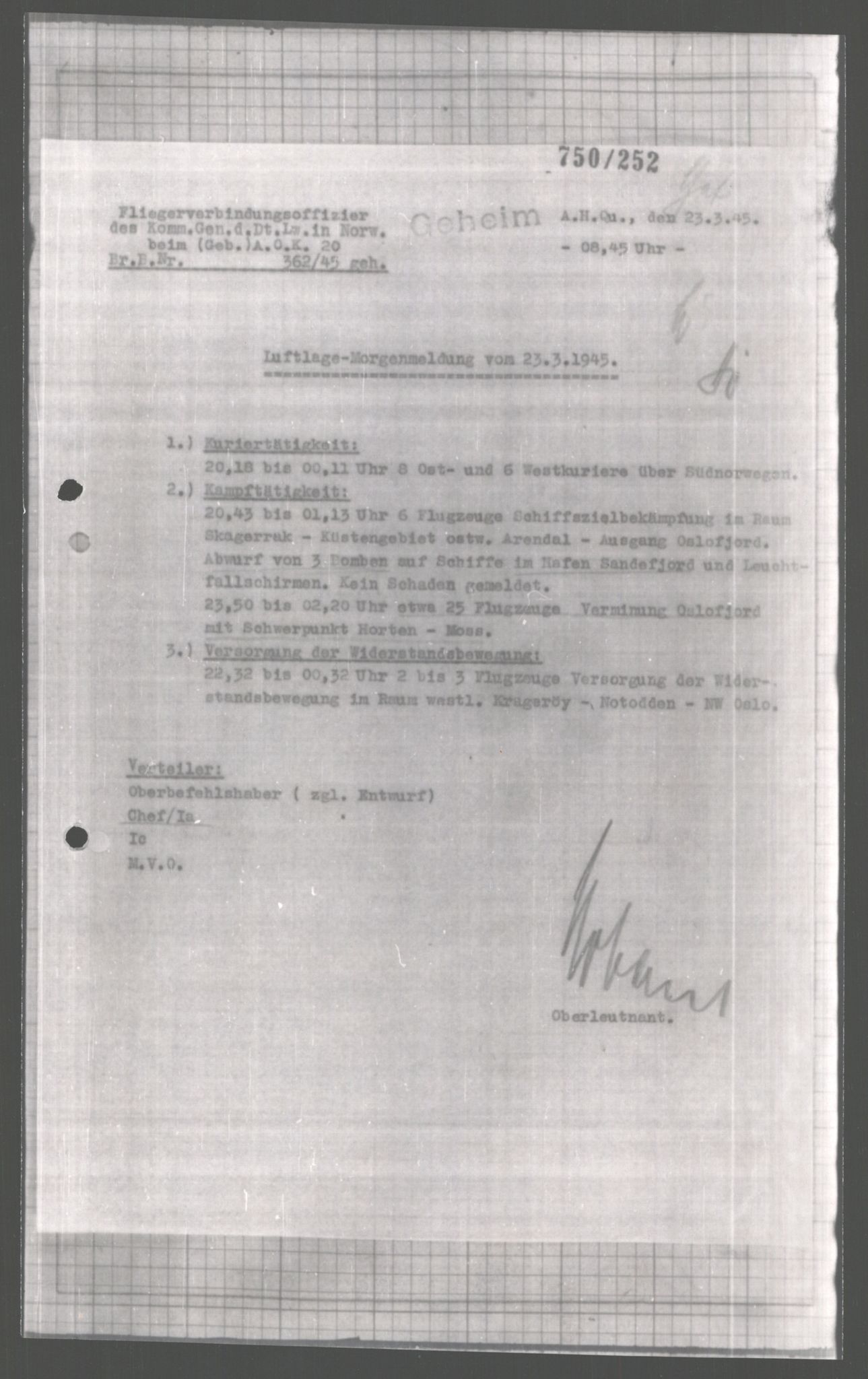 Forsvarets Overkommando. 2 kontor. Arkiv 11.4. Spredte tyske arkivsaker, AV/RA-RAFA-7031/D/Dar/Dara/L0004: Krigsdagbøker for 20. Gebirgs-Armee-Oberkommando (AOK 20), 1945, p. 156