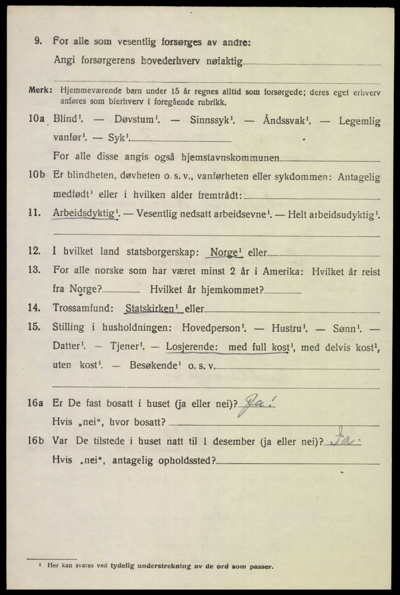 SAK, 1920 census for Vennesla, 1920, p. 3127