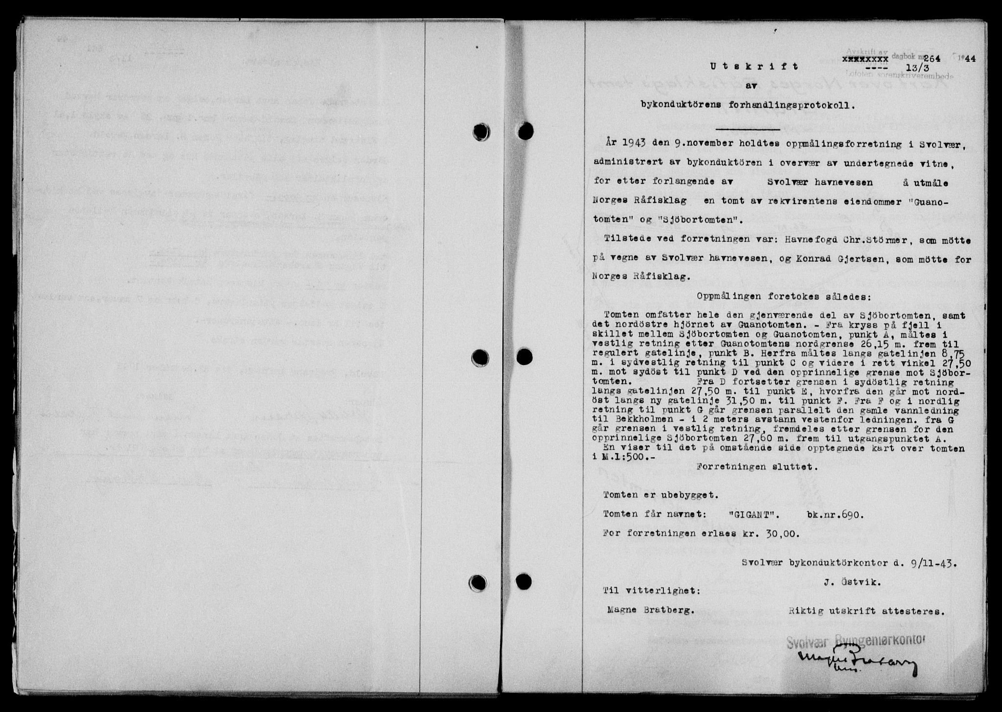 Lofoten sorenskriveri, SAT/A-0017/1/2/2C/L0012a: Mortgage book no. 12a, 1943-1944, Diary no: : 264/1944