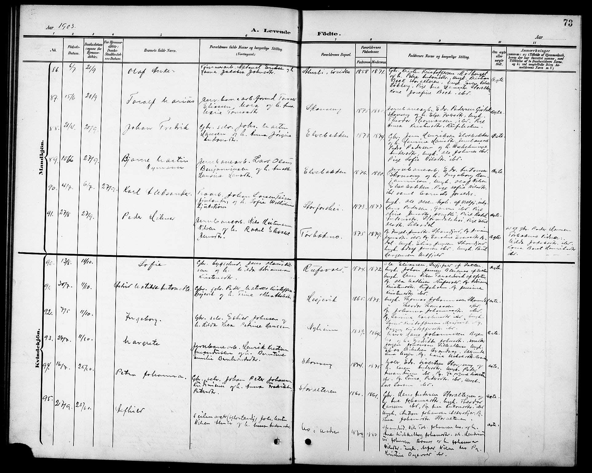 Ministerialprotokoller, klokkerbøker og fødselsregistre - Nordland, SAT/A-1459/827/L0422: Parish register (copy) no. 827C11, 1899-1912, p. 73