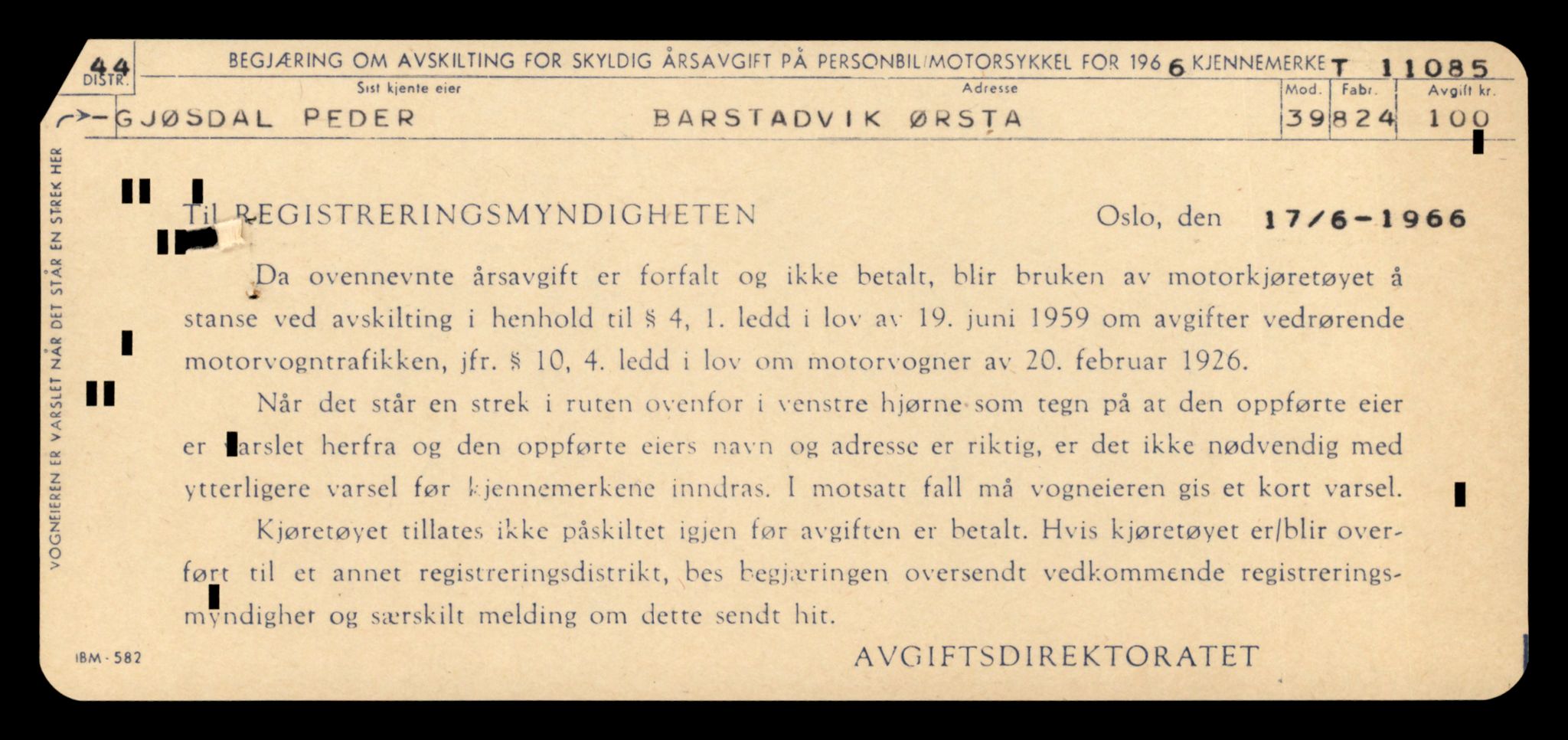 Møre og Romsdal vegkontor - Ålesund trafikkstasjon, AV/SAT-A-4099/F/Fe/L0026: Registreringskort for kjøretøy T 11046 - T 11160, 1927-1998, p. 1151