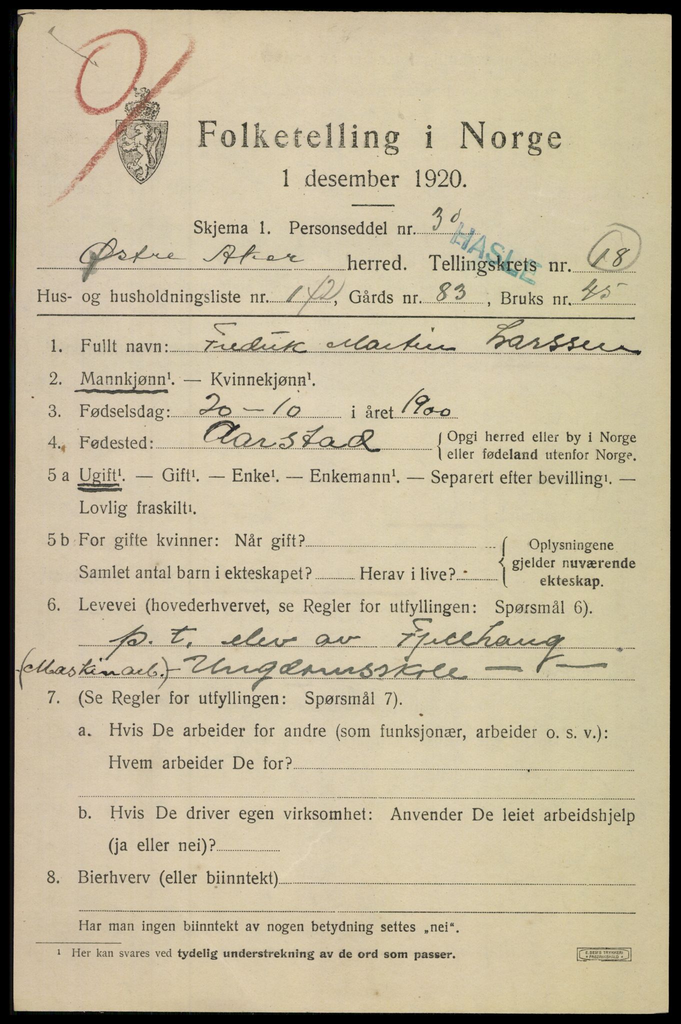 SAO, 1920 census for Aker, 1920, p. 113914