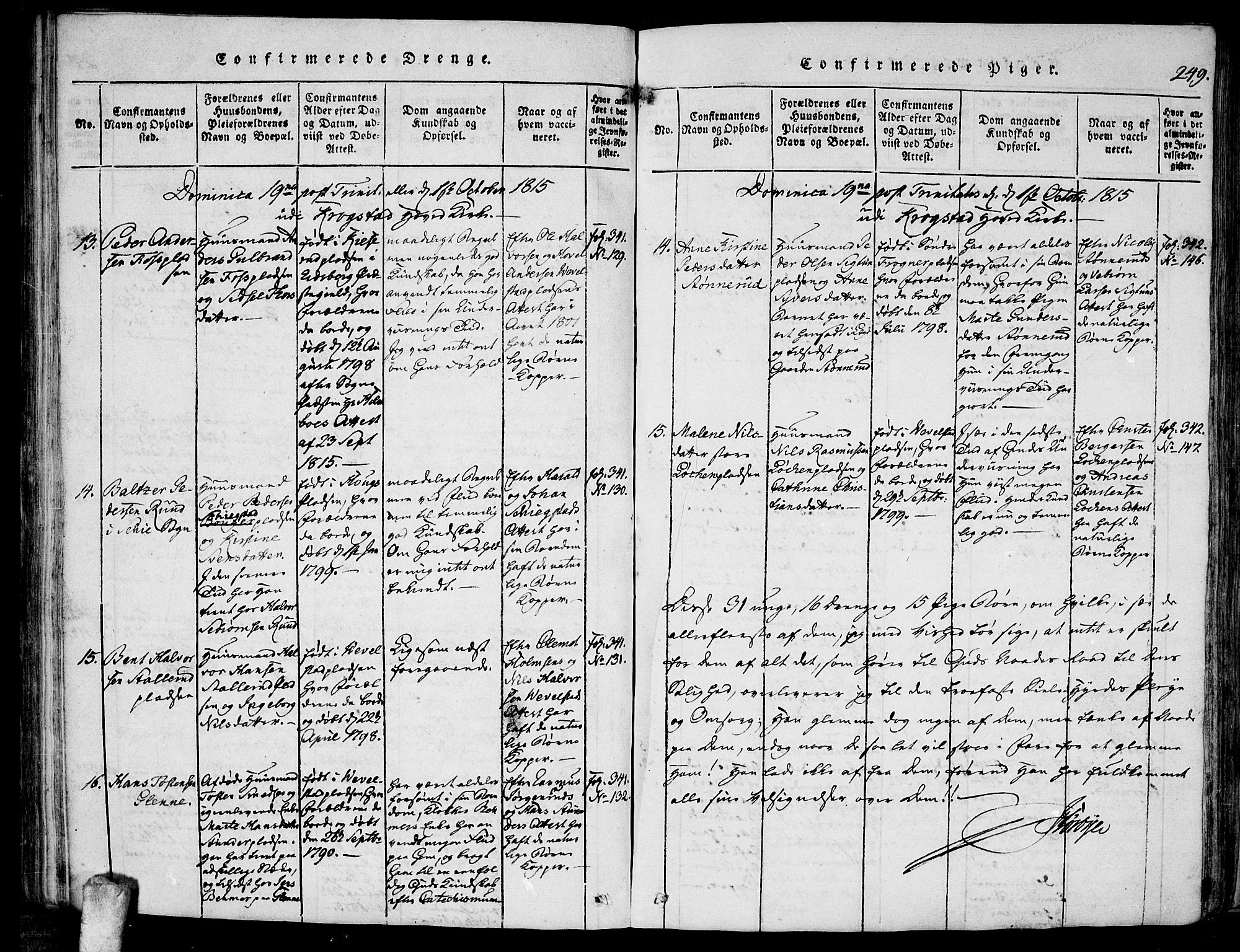 Kråkstad prestekontor Kirkebøker, AV/SAO-A-10125a/F/Fa/L0003: Parish register (official) no. I 3, 1813-1824, p. 249