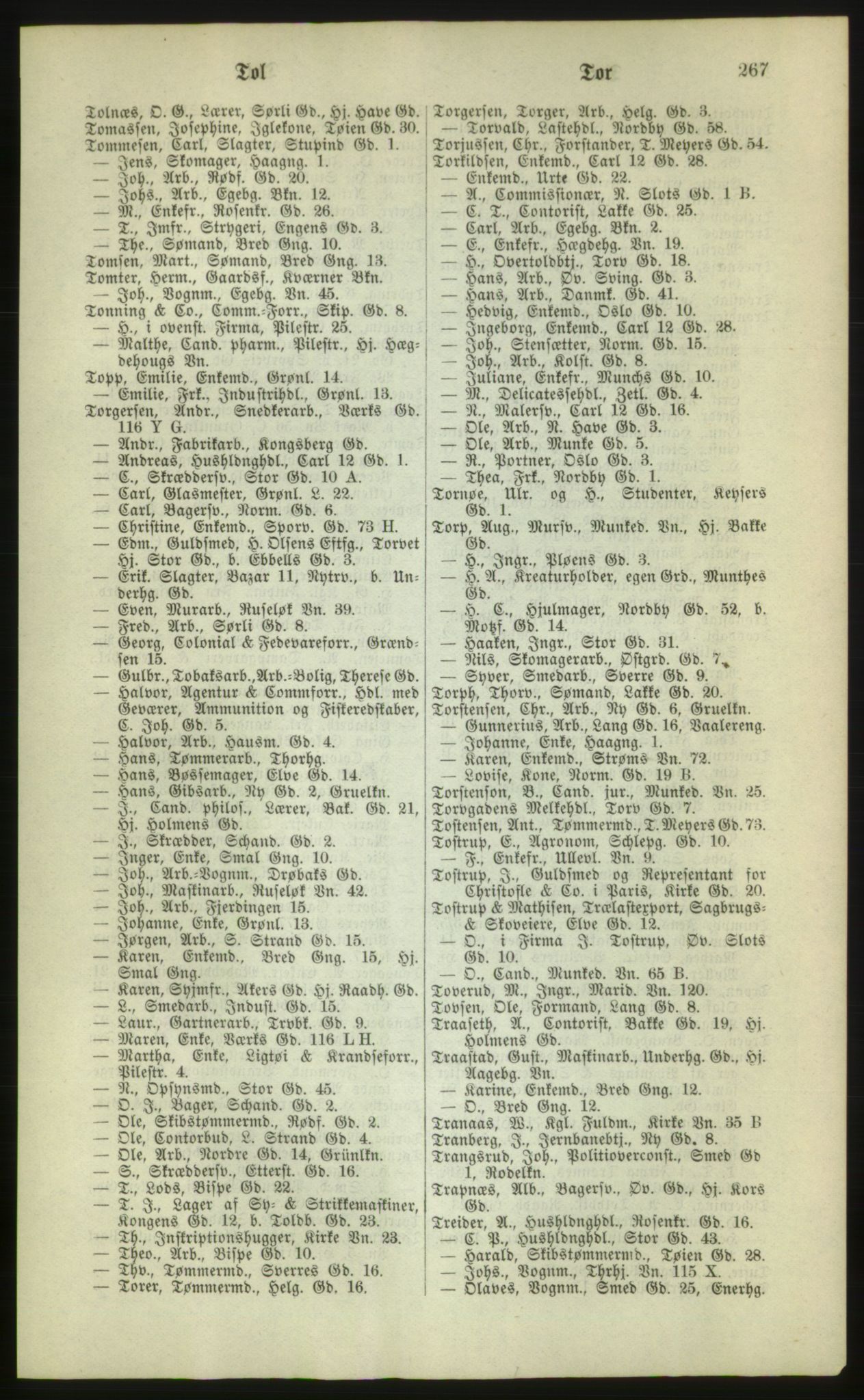 Kristiania/Oslo adressebok, PUBL/-, 1880, p. 267