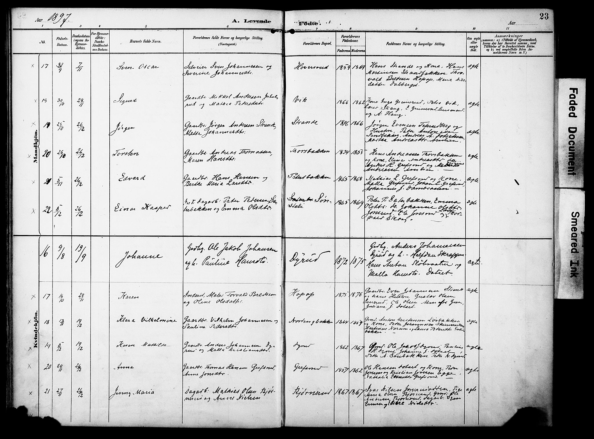 Vestre Toten prestekontor, AV/SAH-PREST-108/H/Ha/Haa/L0012: Parish register (official) no. 12, 1890-1906, p. 23