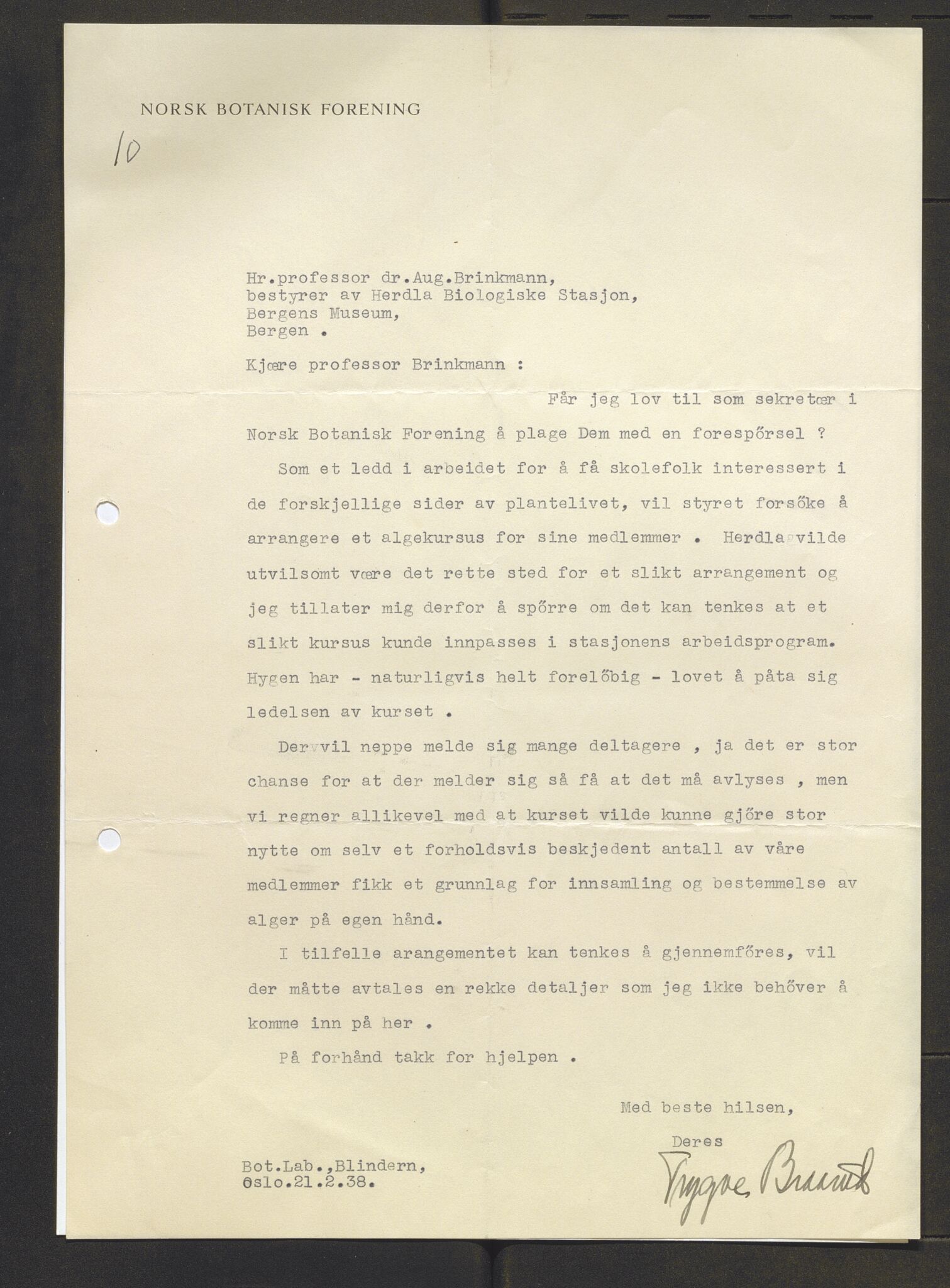 Bergens Museum, AV/SAB-A-17301/13/D/L0002: Korrespondanse , 1928-1940, p. 364