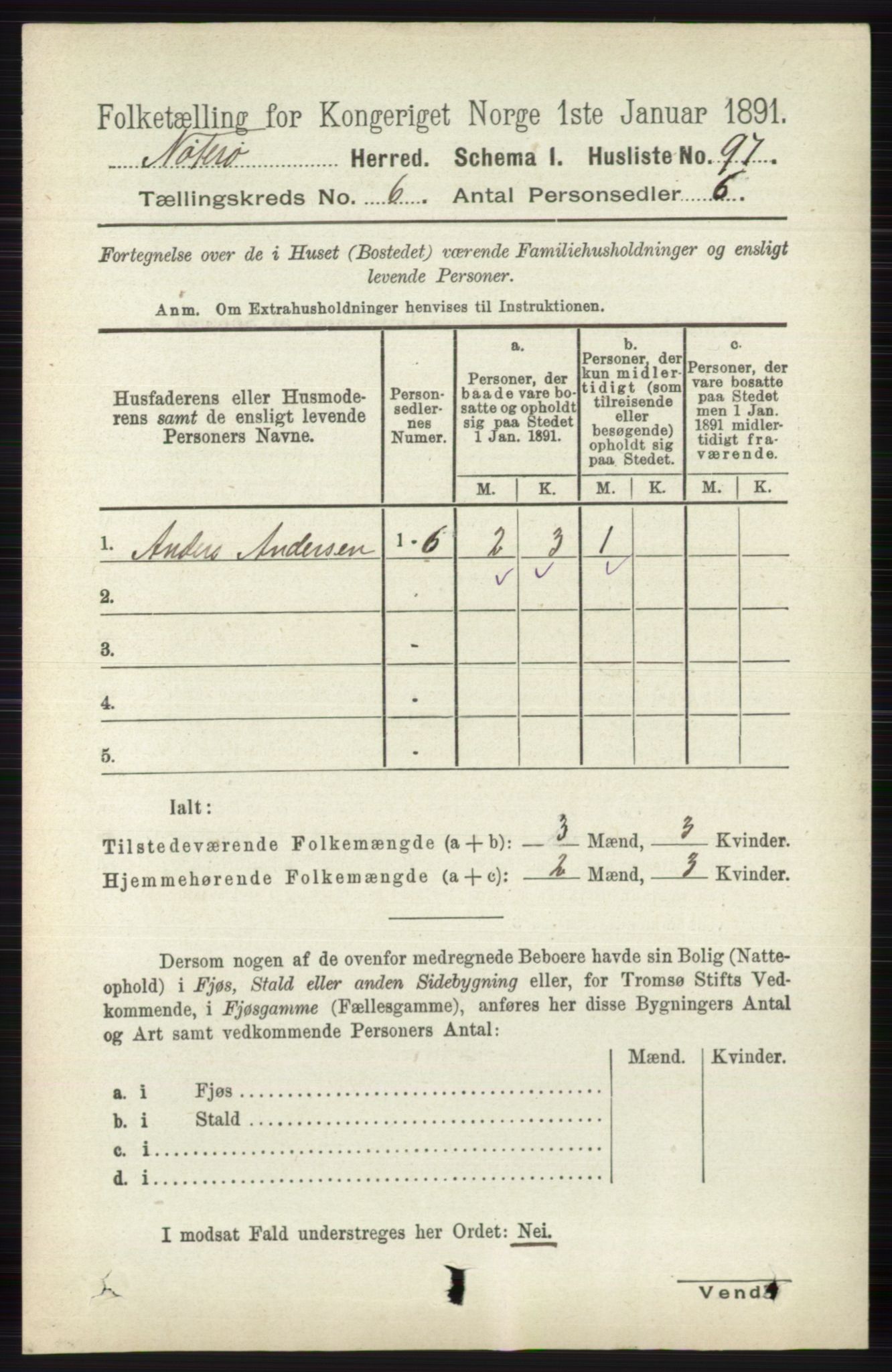 RA, 1891 census for 0722 Nøtterøy, 1891, p. 2846