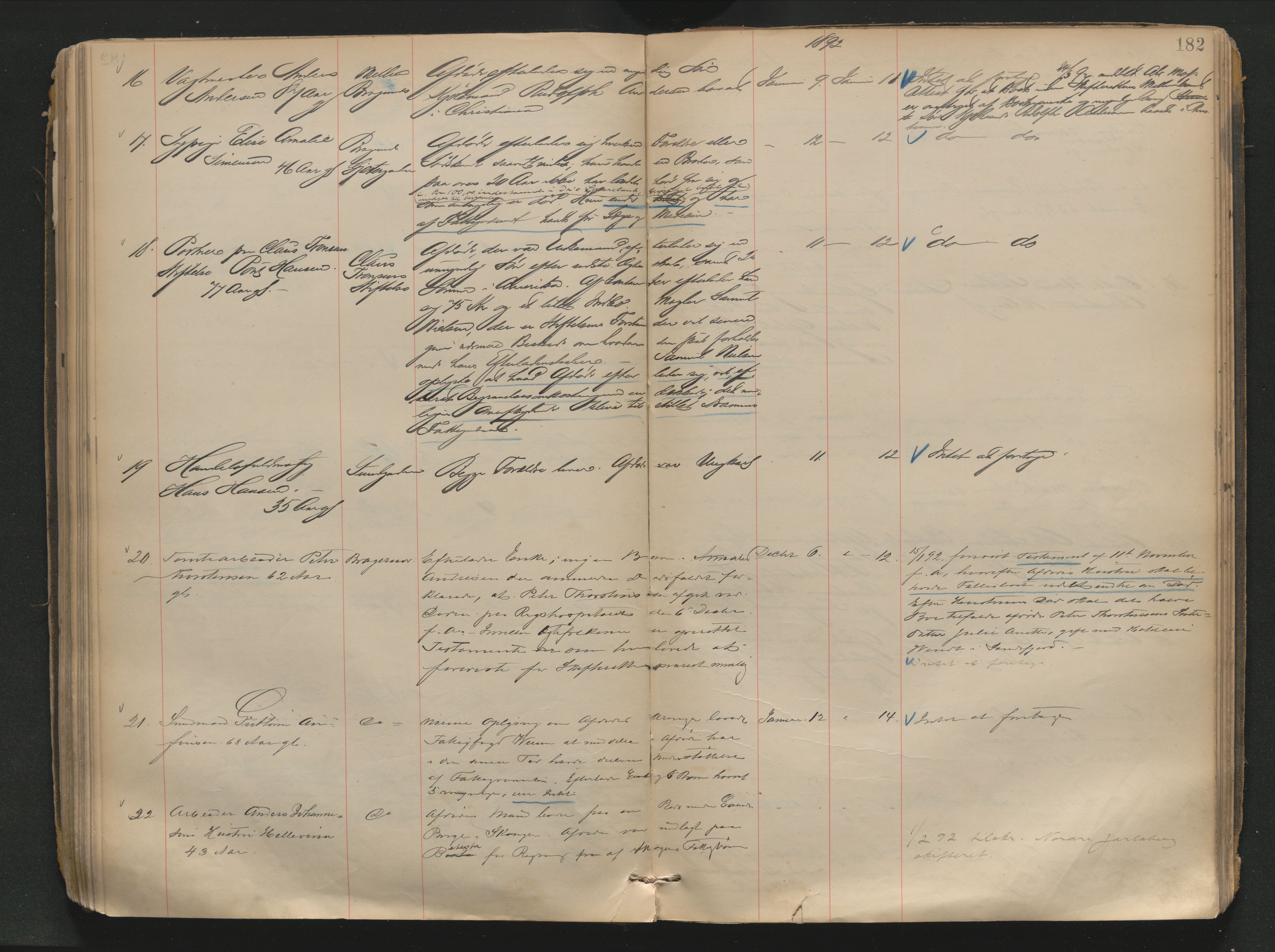 Drammen byfogd, AV/SAKO-A-222/H/Ha/Haa/L0007: Dødsjournal., 1886-1893, p. 182