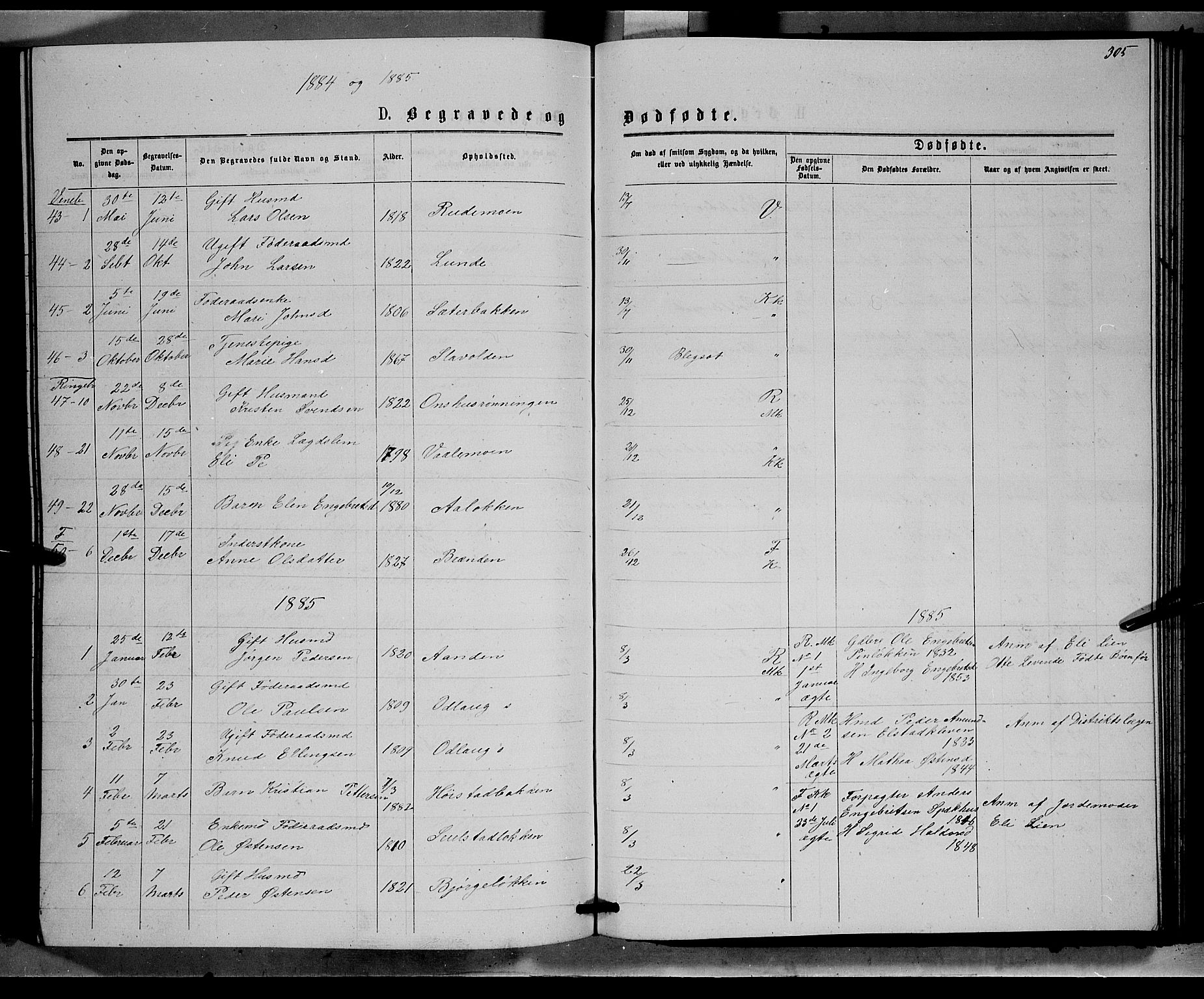 Ringebu prestekontor, SAH/PREST-082/H/Ha/Hab/L0006: Parish register (copy) no. 6, 1880-1898, p. 305