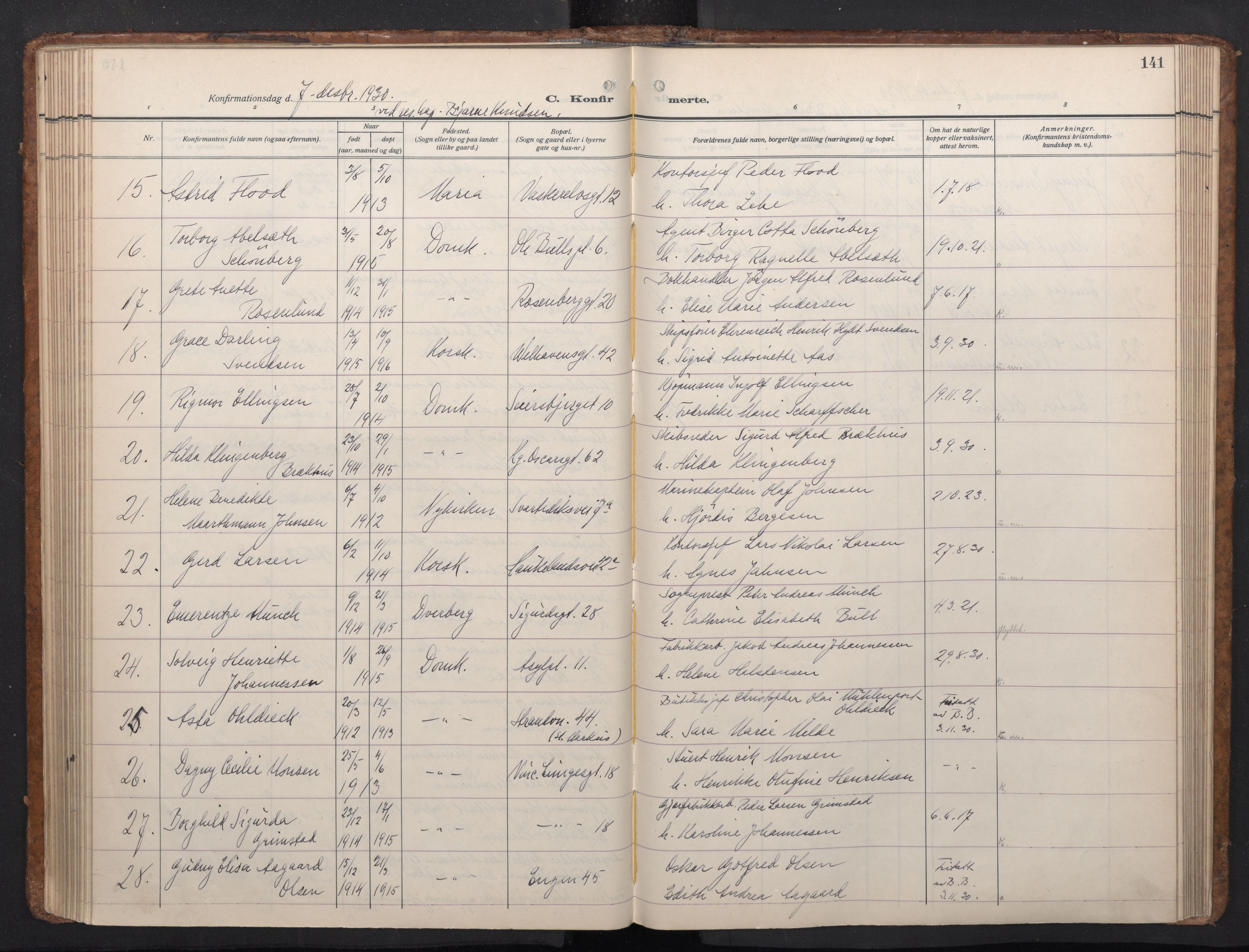 Domkirken sokneprestembete, SAB/A-74801/H/Haa: Parish register (official) no. C 8, 1930-1957, p. 140b-141a