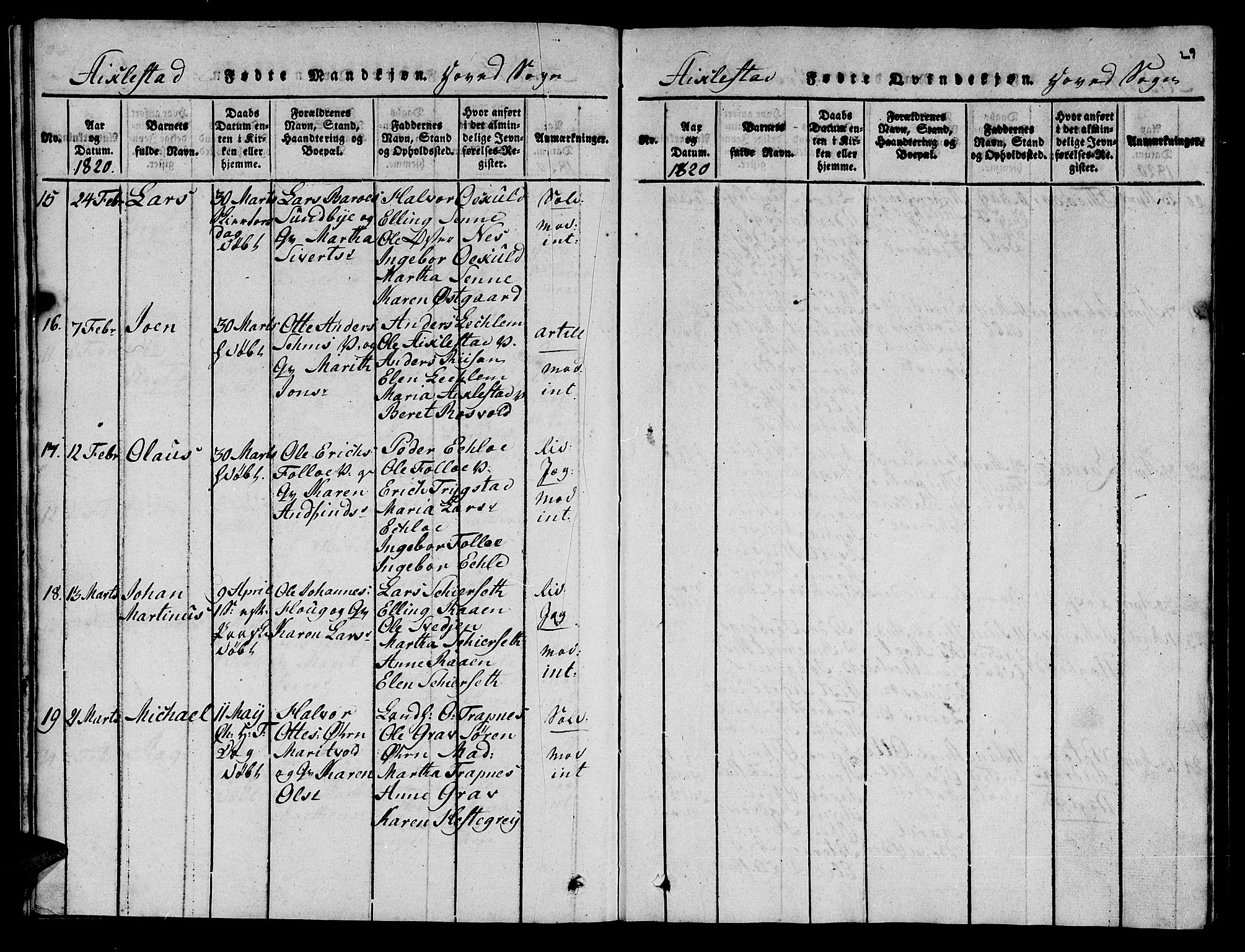 Ministerialprotokoller, klokkerbøker og fødselsregistre - Nord-Trøndelag, AV/SAT-A-1458/723/L0251: Parish register (copy) no. 723C01 /1, 1816-1831, p. 29
